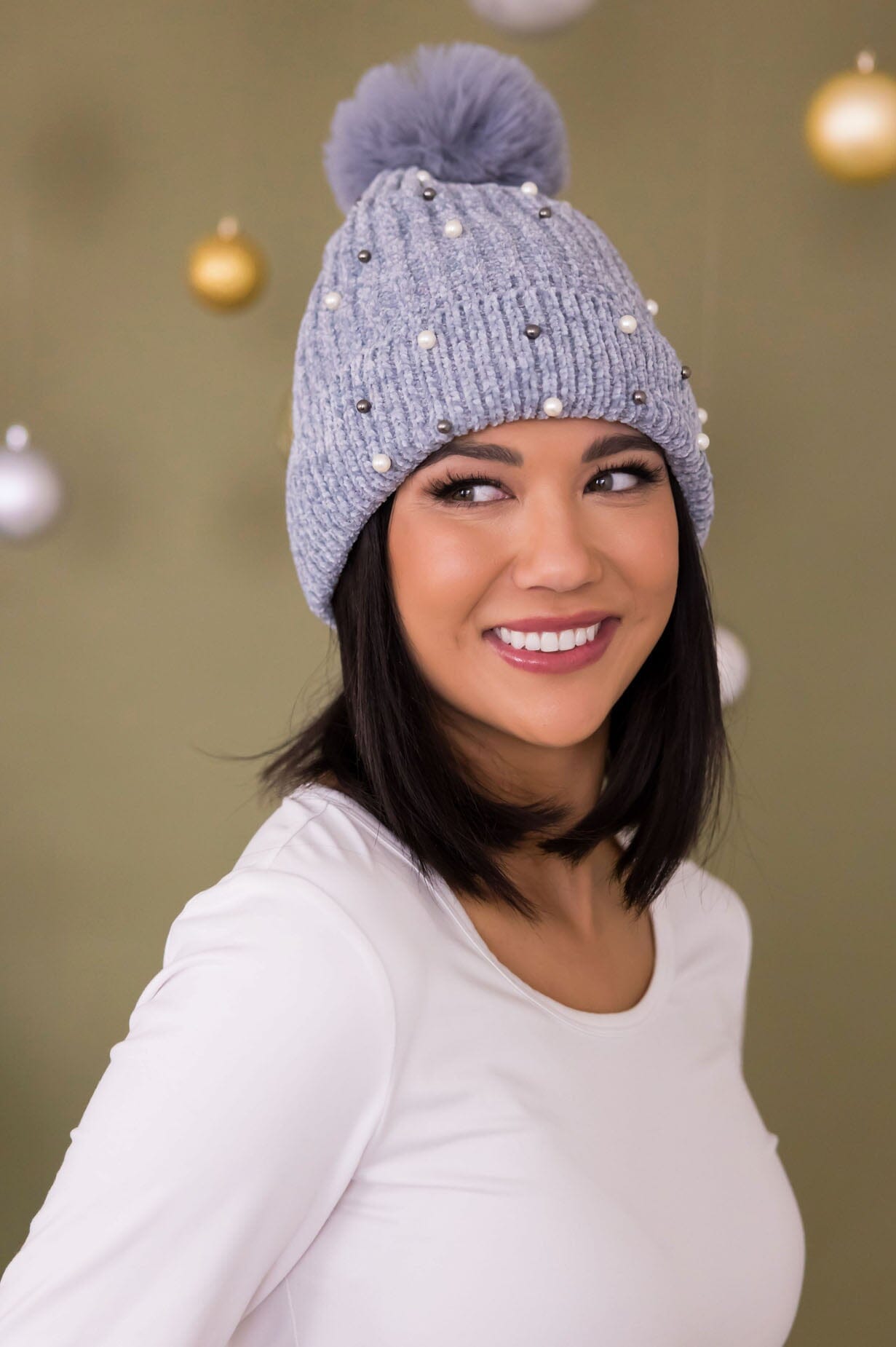 As Precious As Pearls Pom Pom Beanie Accessories & Shoes Leto Accessories 