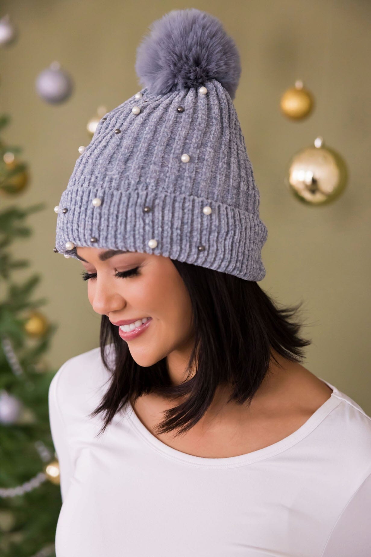 As Precious As Pearls Pom Pom Beanie Accessories & Shoes Leto Accessories 