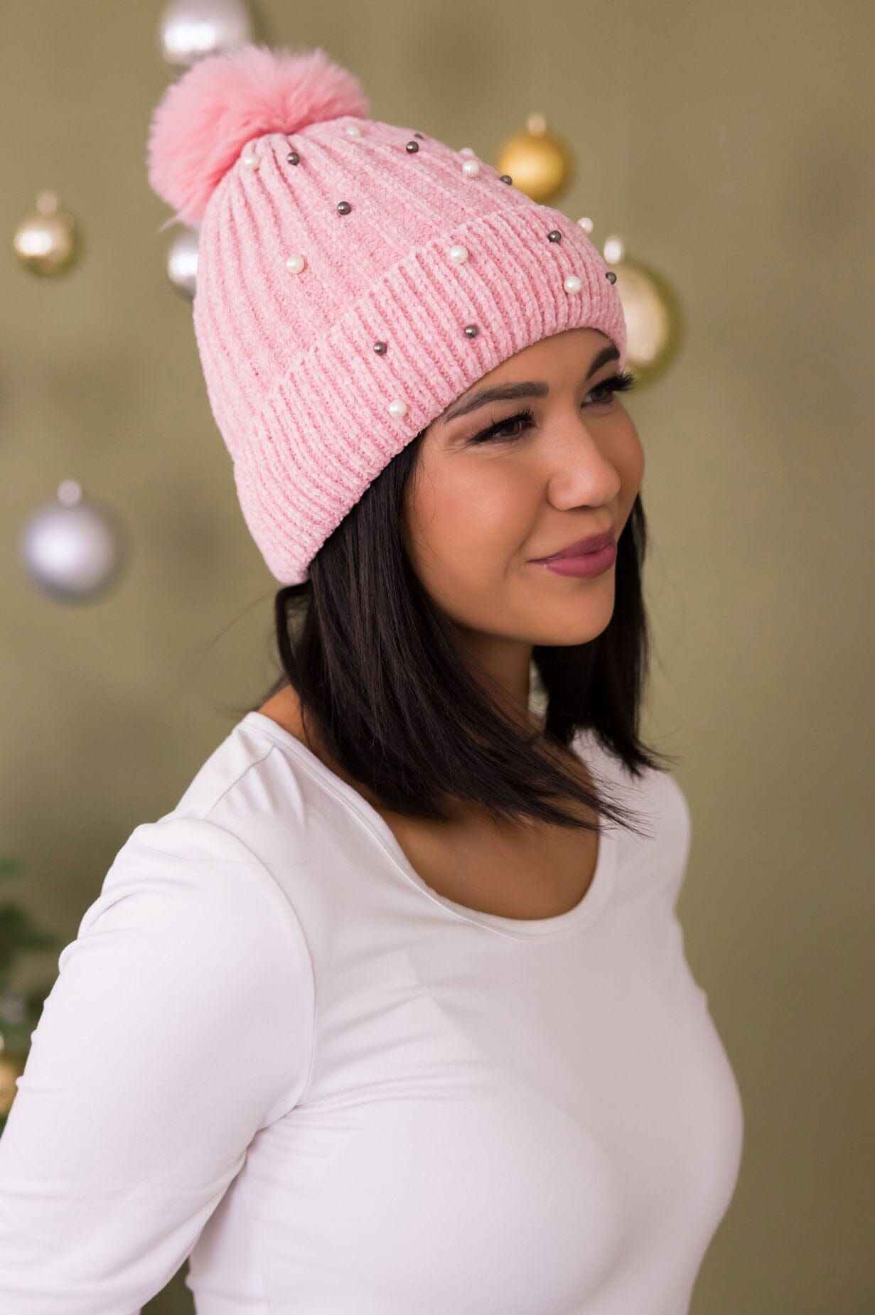 As Precious As Pearls Pom Pom Beanie Accessories & Shoes Leto Accessories 