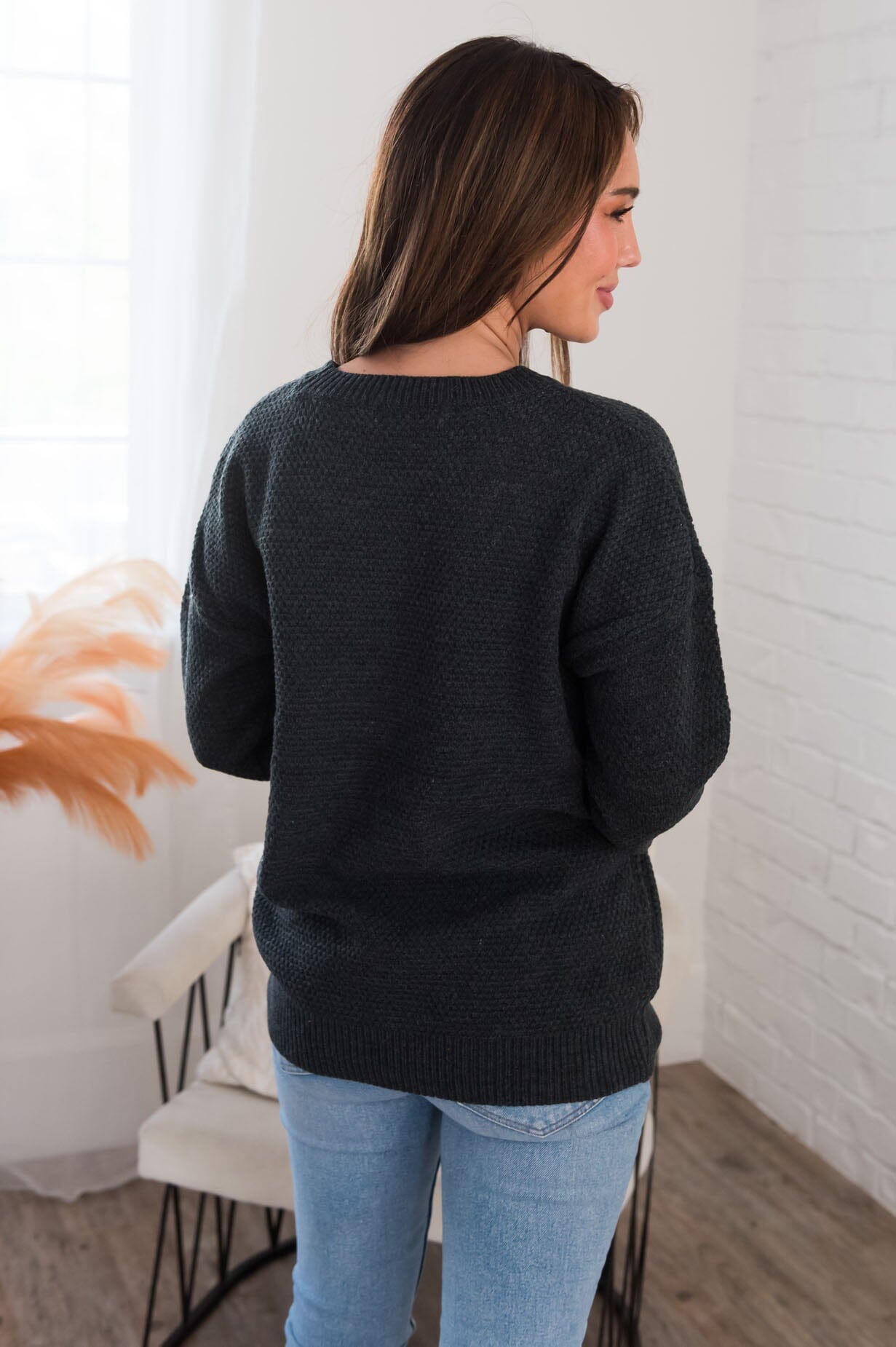 Smiling Always Modest Sweater Tops vendor-unknown 