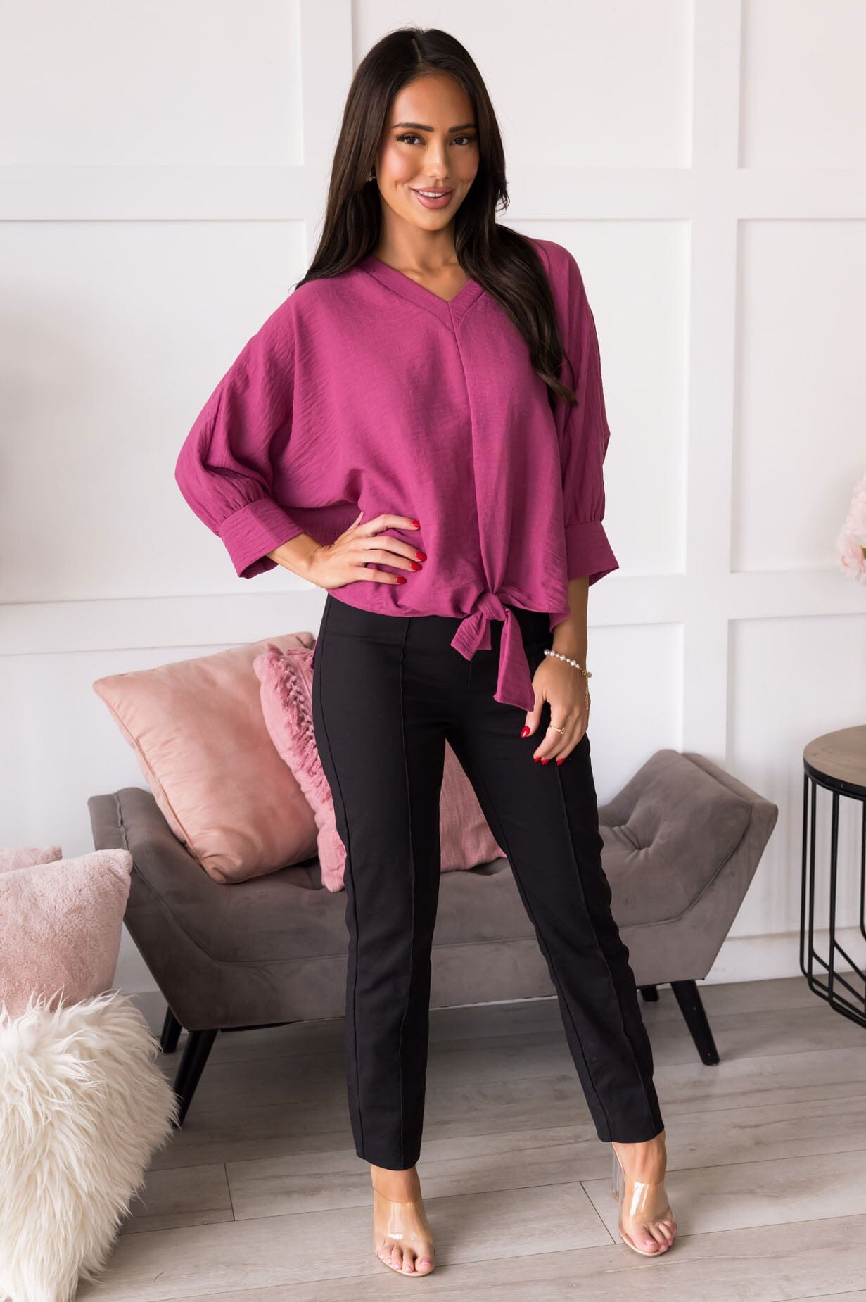 Be A Dreamer Tie Front Blouse NeeSee's Dresses 