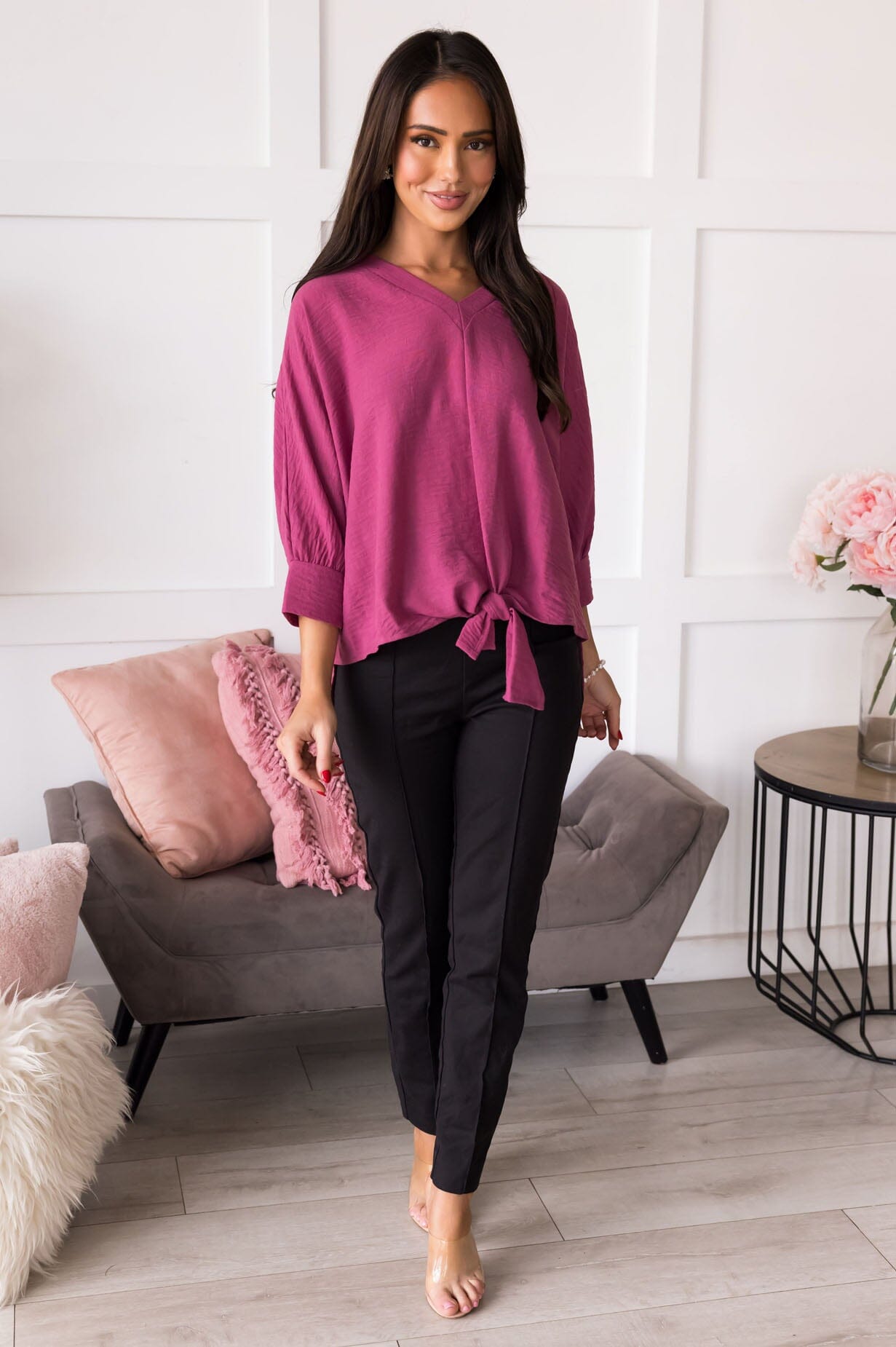 Be A Dreamer Tie Front Blouse NeeSee's Dresses 