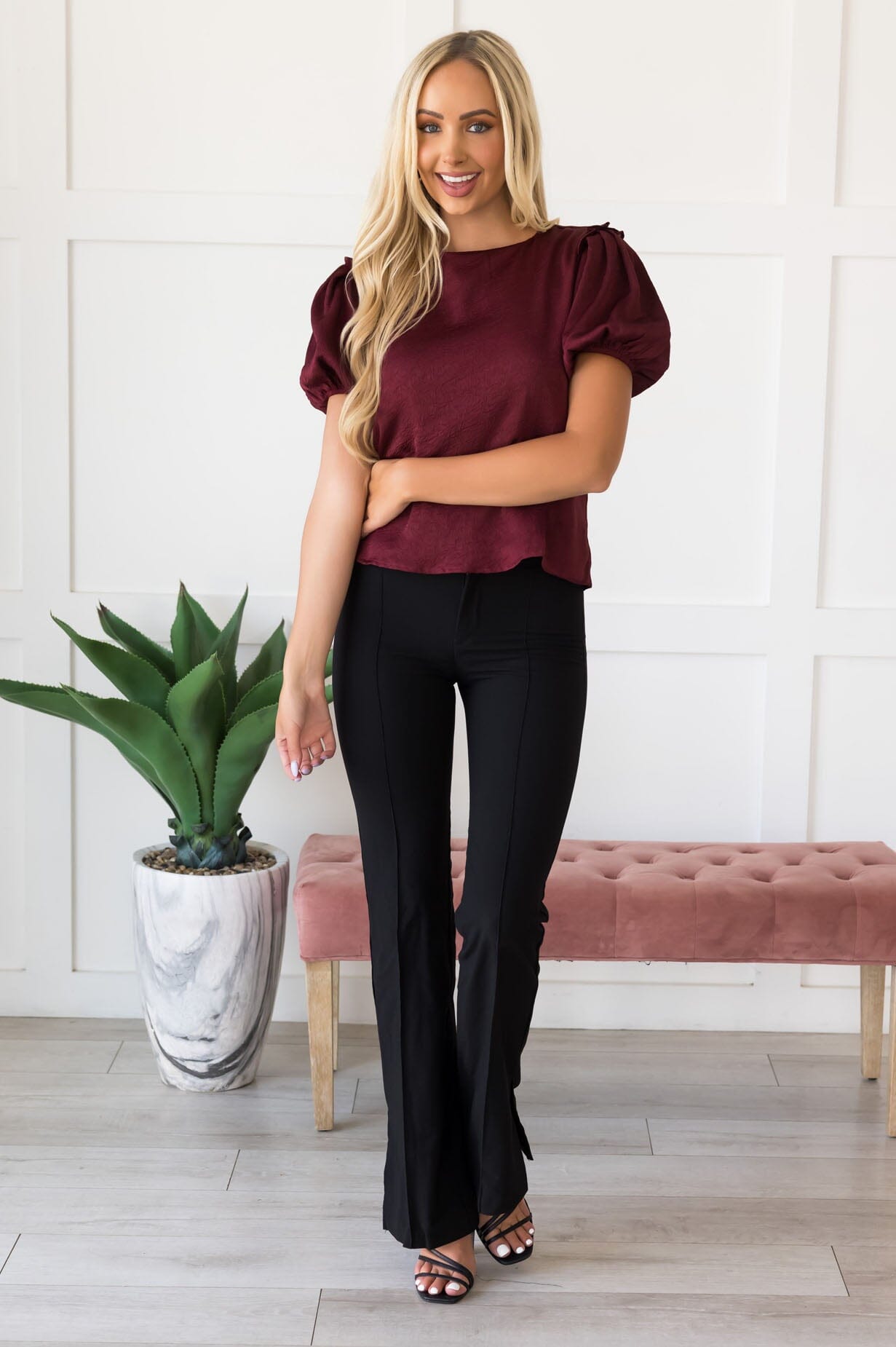 Joyous Puff Sleeve Blouse Tops vendor-unknown 