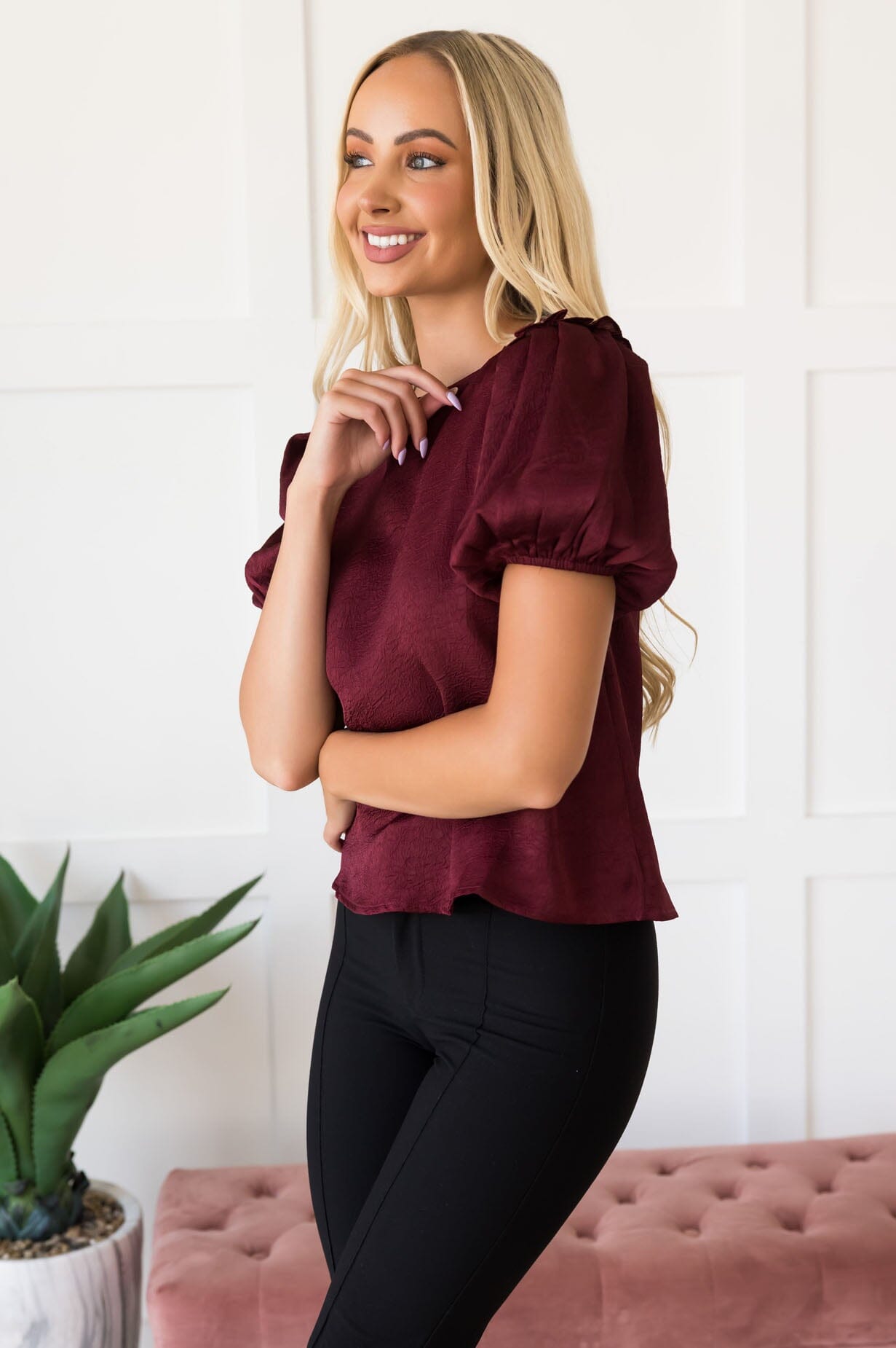 Joyous Puff Sleeve Blouse Tops vendor-unknown 