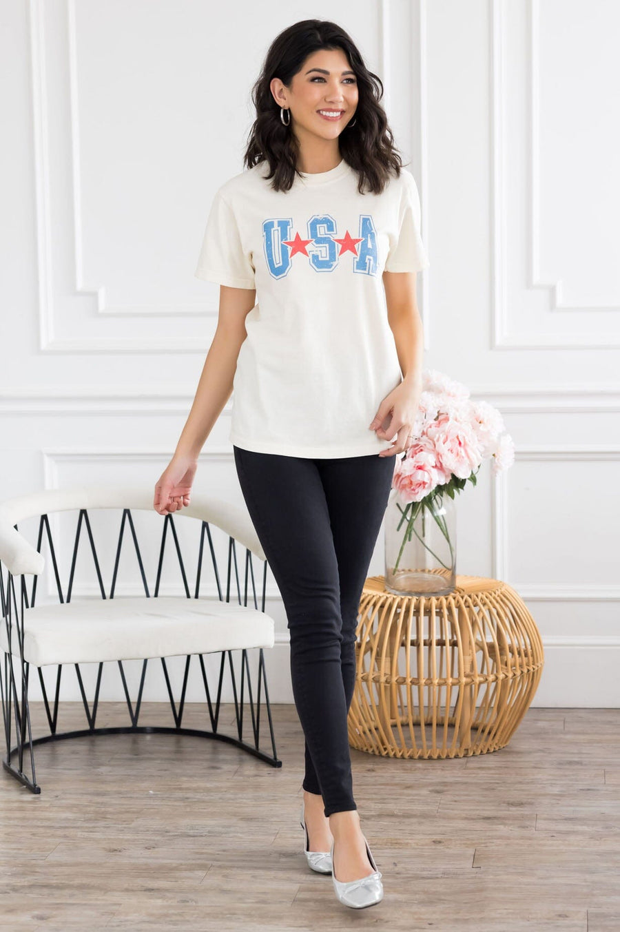 Born In The USA Graphic Tee Modest Dresses vendor-unknown 