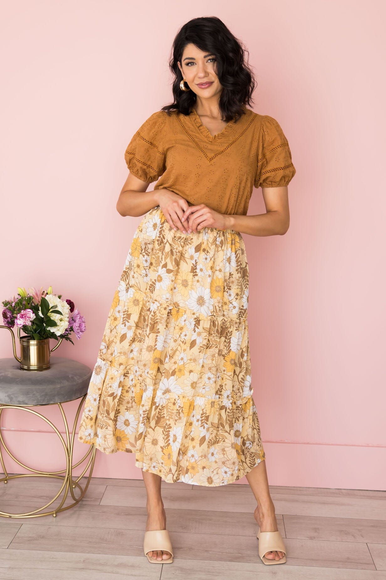 Flowers & Joy Tiered Ruffle Skirt Skirts vendor-unknown 