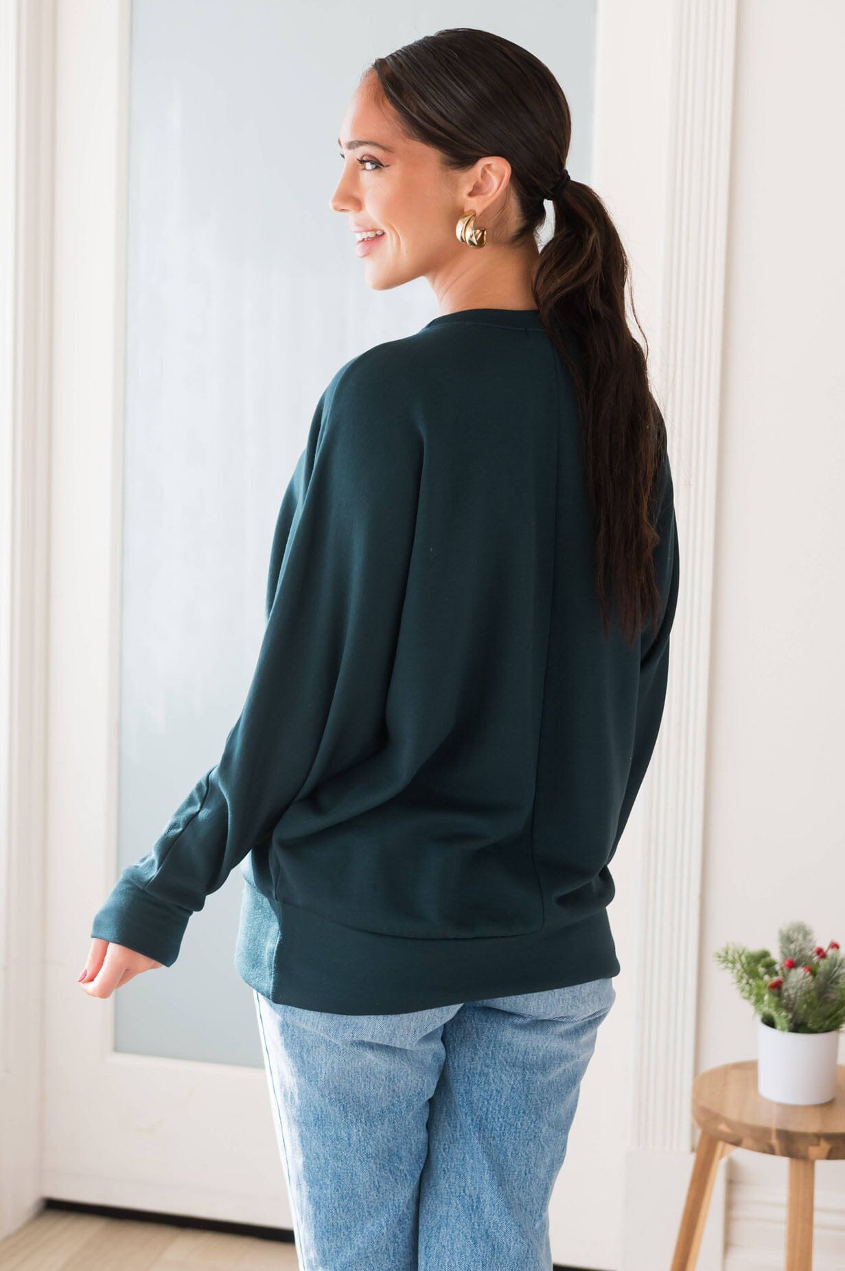Here For It Modest Sweatshirt Tops vendor-unknown 