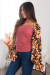 First Comes Love Modest Floral Sleeve Top Tops vendor-unknown
