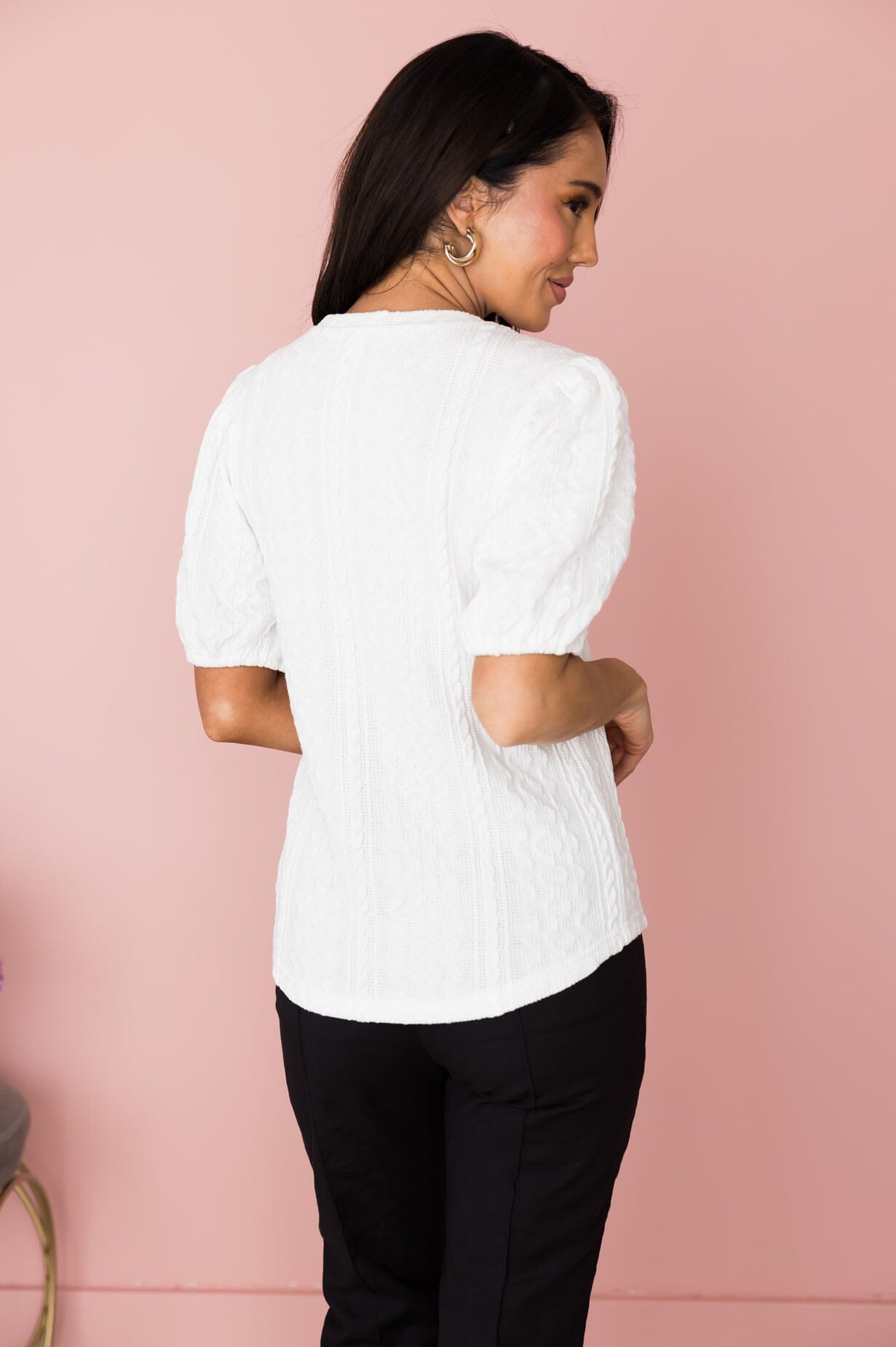 Generous Heart Textured Knit Blouse Modest Dresses vendor-unknown 