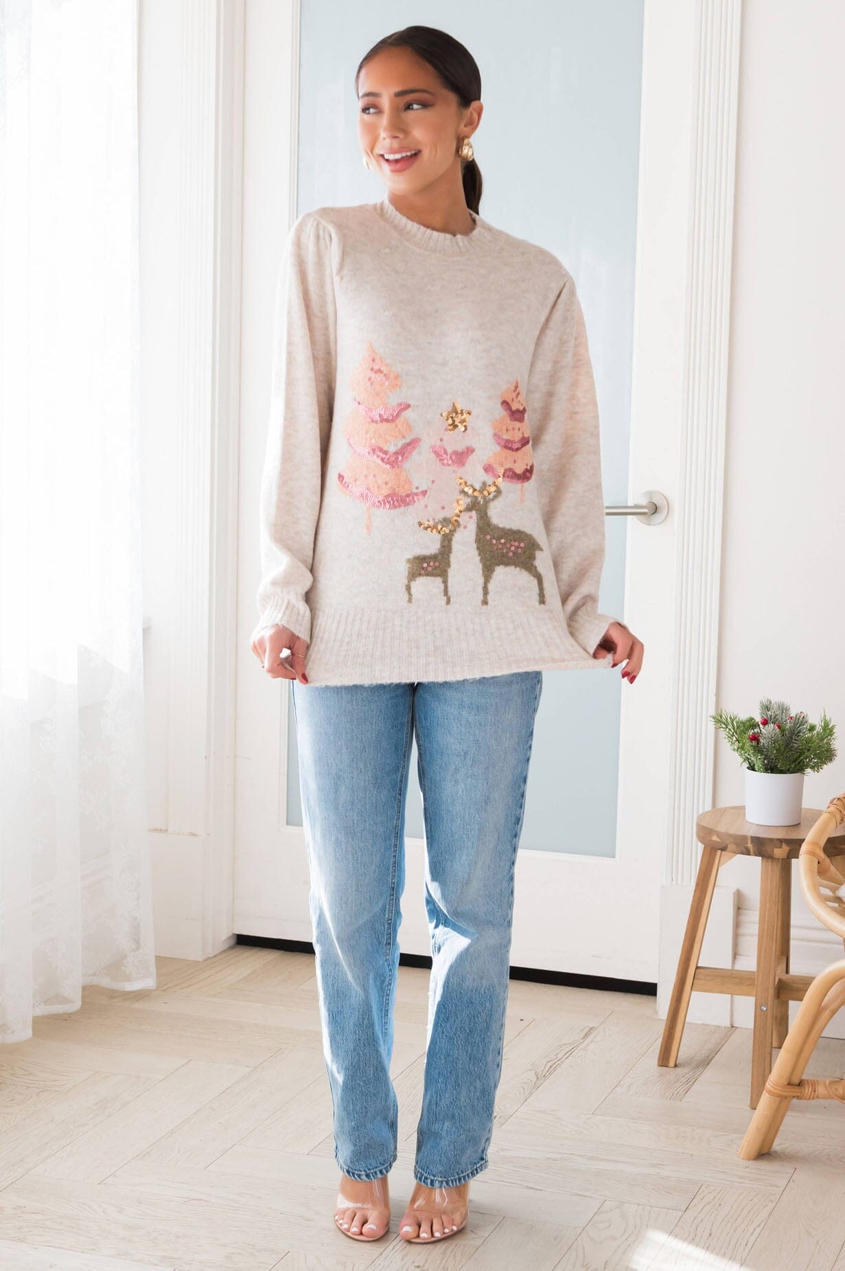 Vintage Christmas Modest Sweater Modest Dresses vendor-unknown 