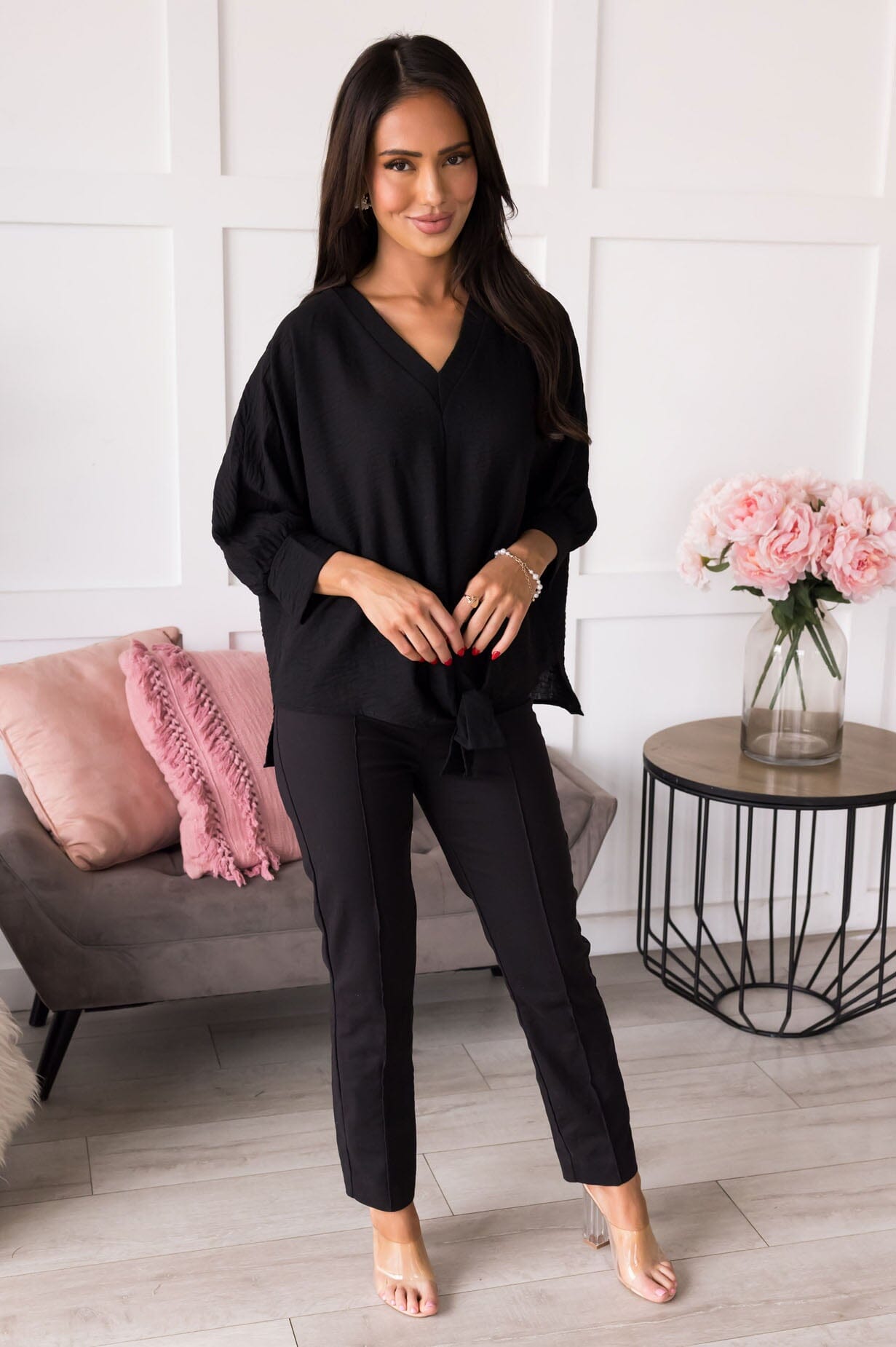 Be A Dreamer Tie Front Blouse NeeSee's Dresses 