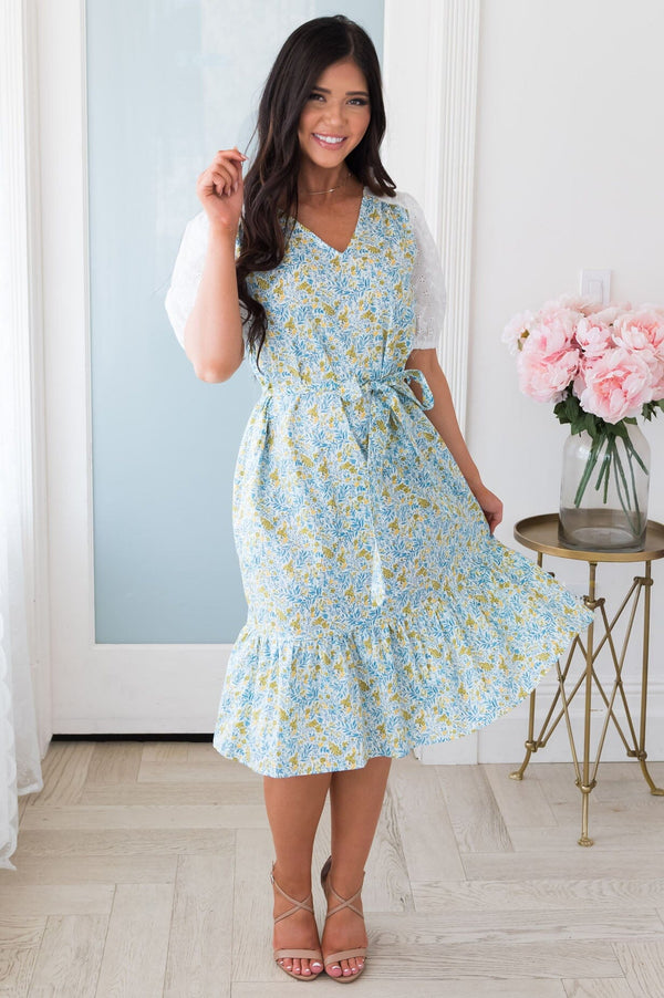 The Adalina Modest Chiffon Dress - NeeSee's Dresses