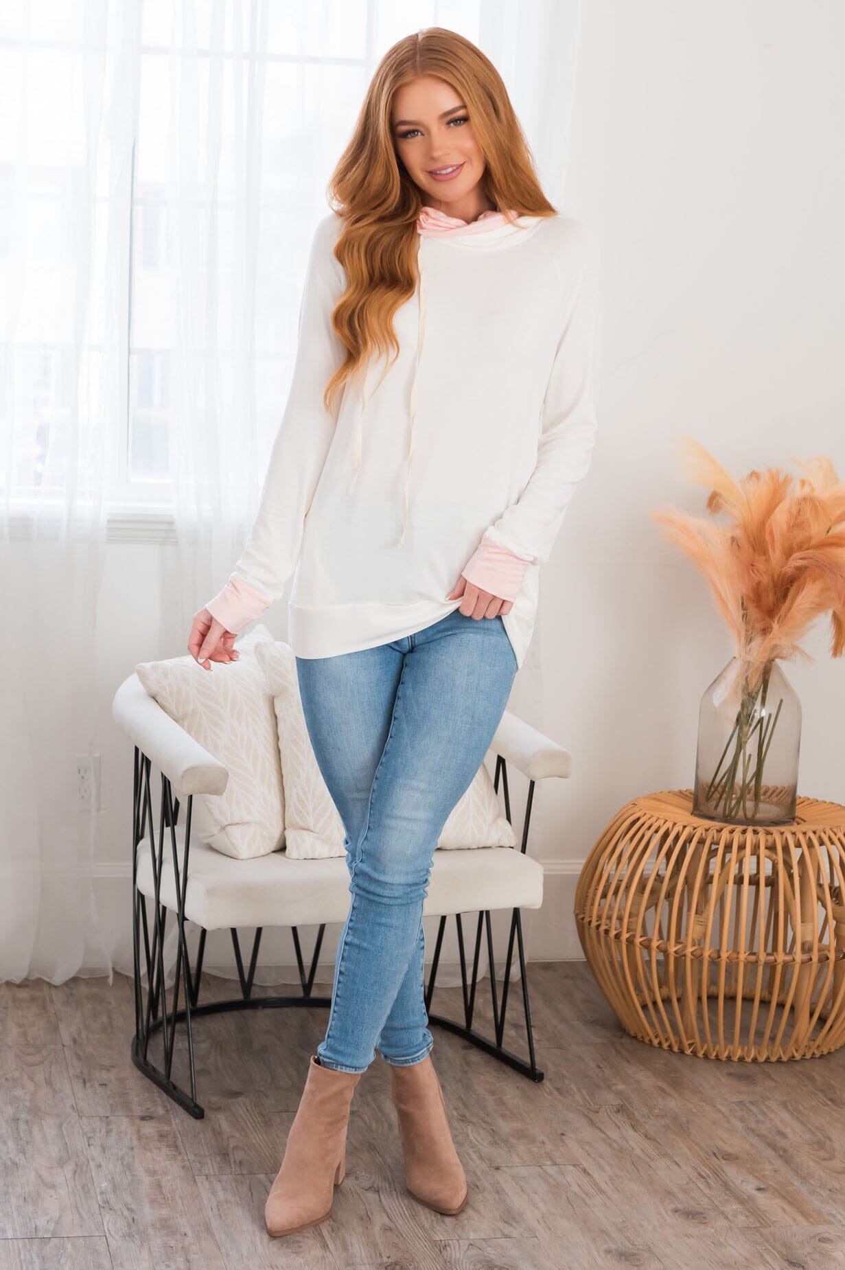 Great Abundance Modest Lightweight Hoodie Tops vendor-unknown 