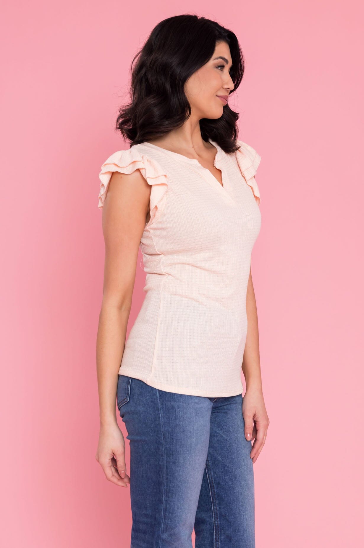 Ruffled Beauty V-Neck Blouse NeeSee's Dresses 