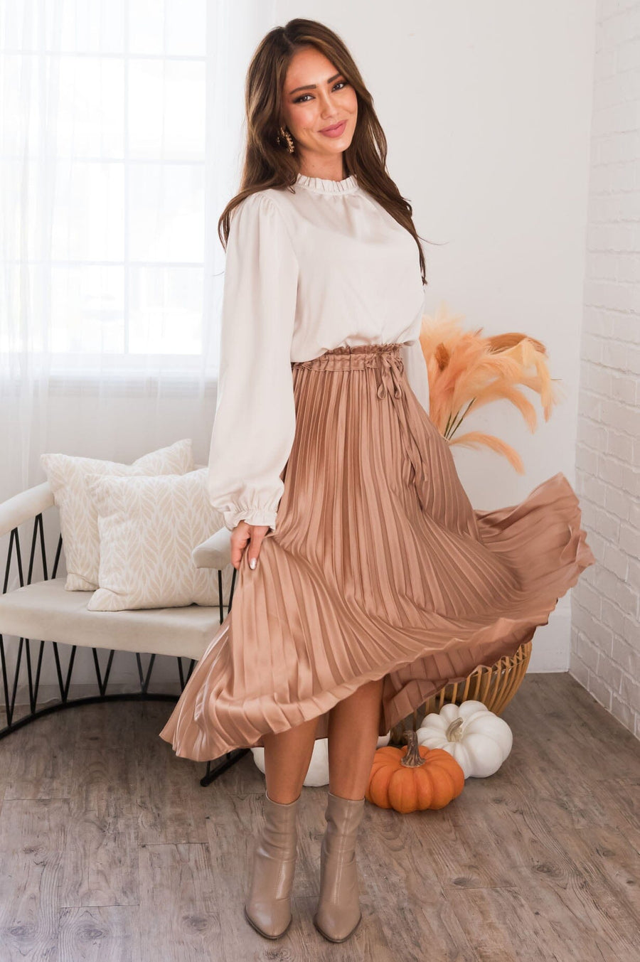 Delicate Does It Modest Pleated Skirt