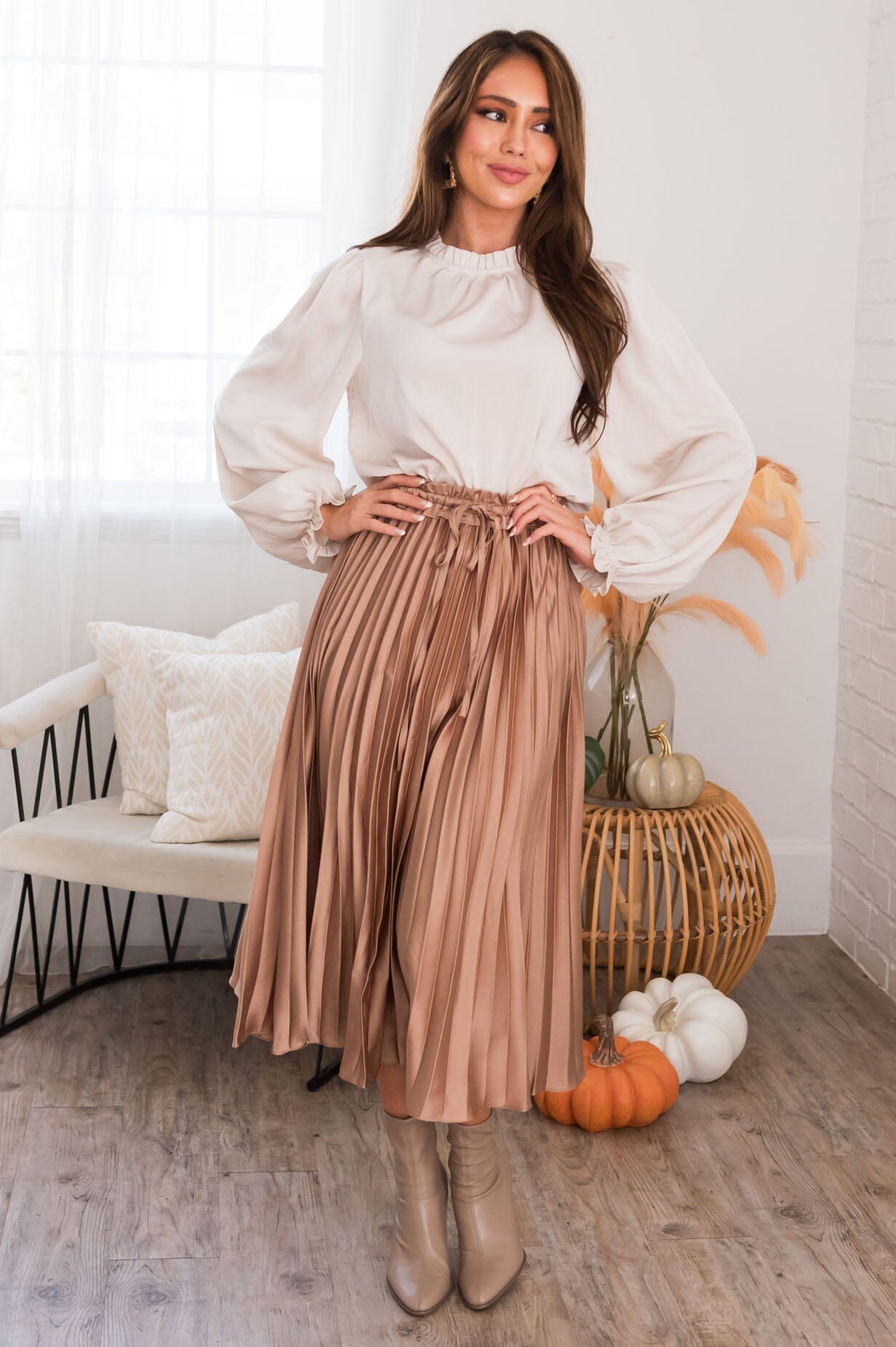 Delicate Does It Modest Pleated Skirt Skirts vendor-unknown 