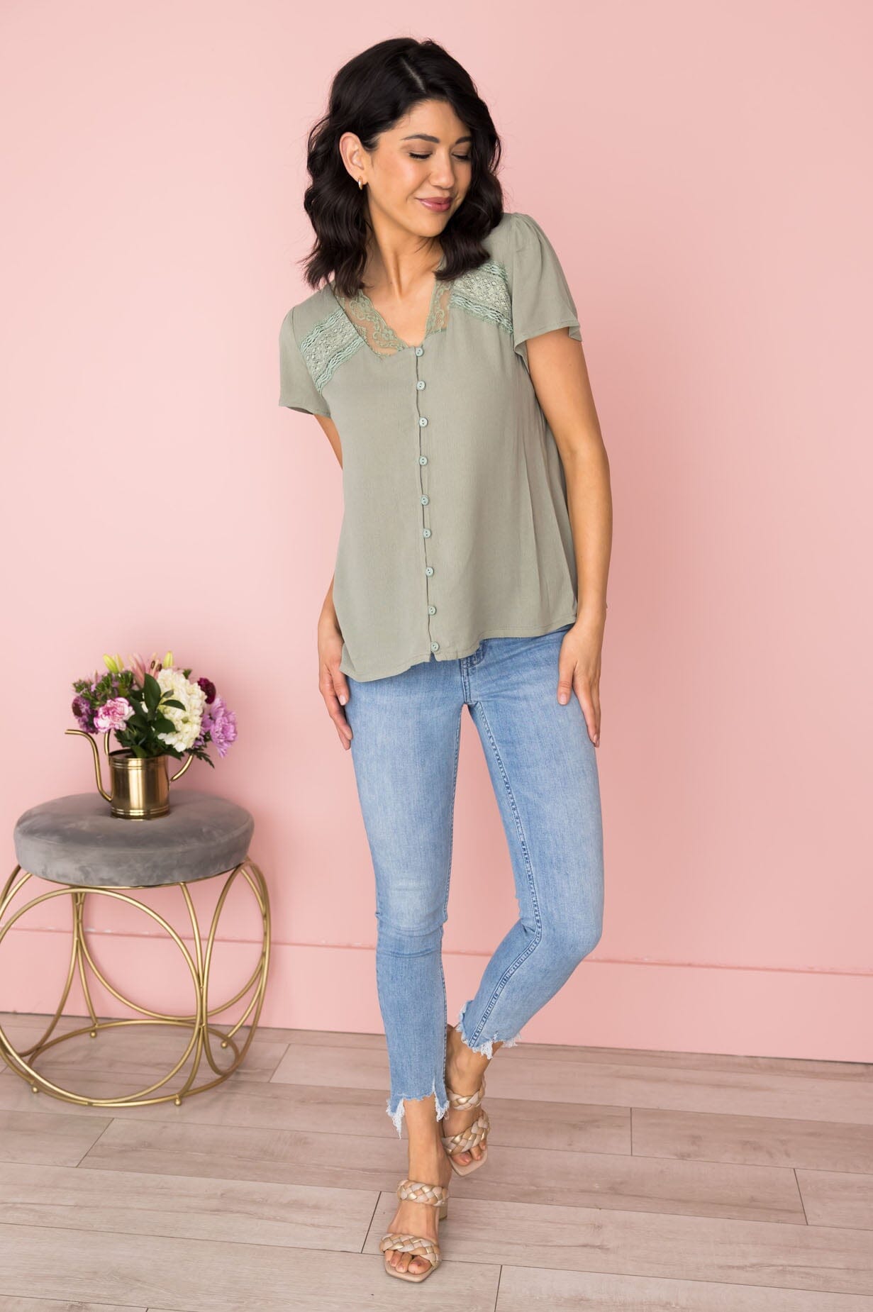 Finders Keepers Button Front Blouse Tops vendor-unknown 