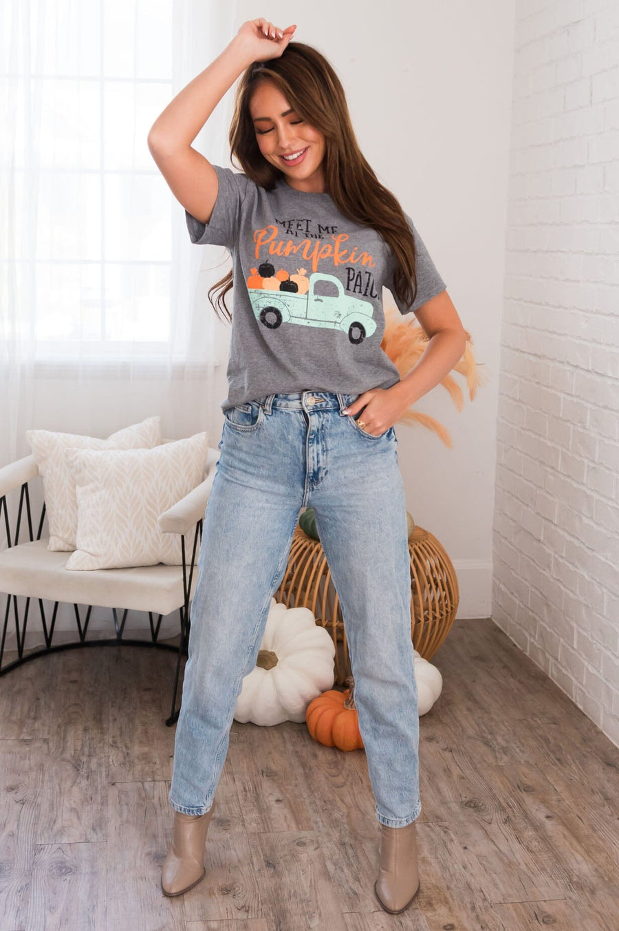 Meet Me At The Pumpkin Patch Modest Graphic Tee Modest Dresses vendor-unknown 