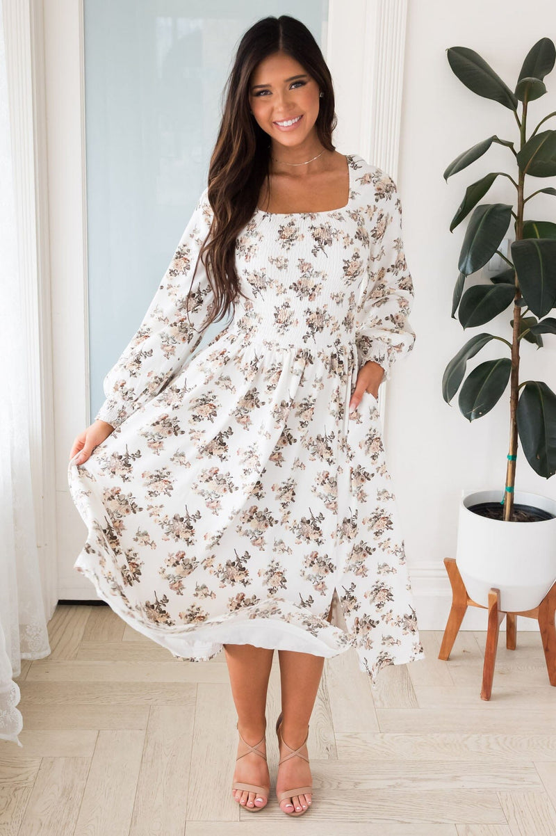 The Shayla Modest Floral Dress - NeeSee's Dresses