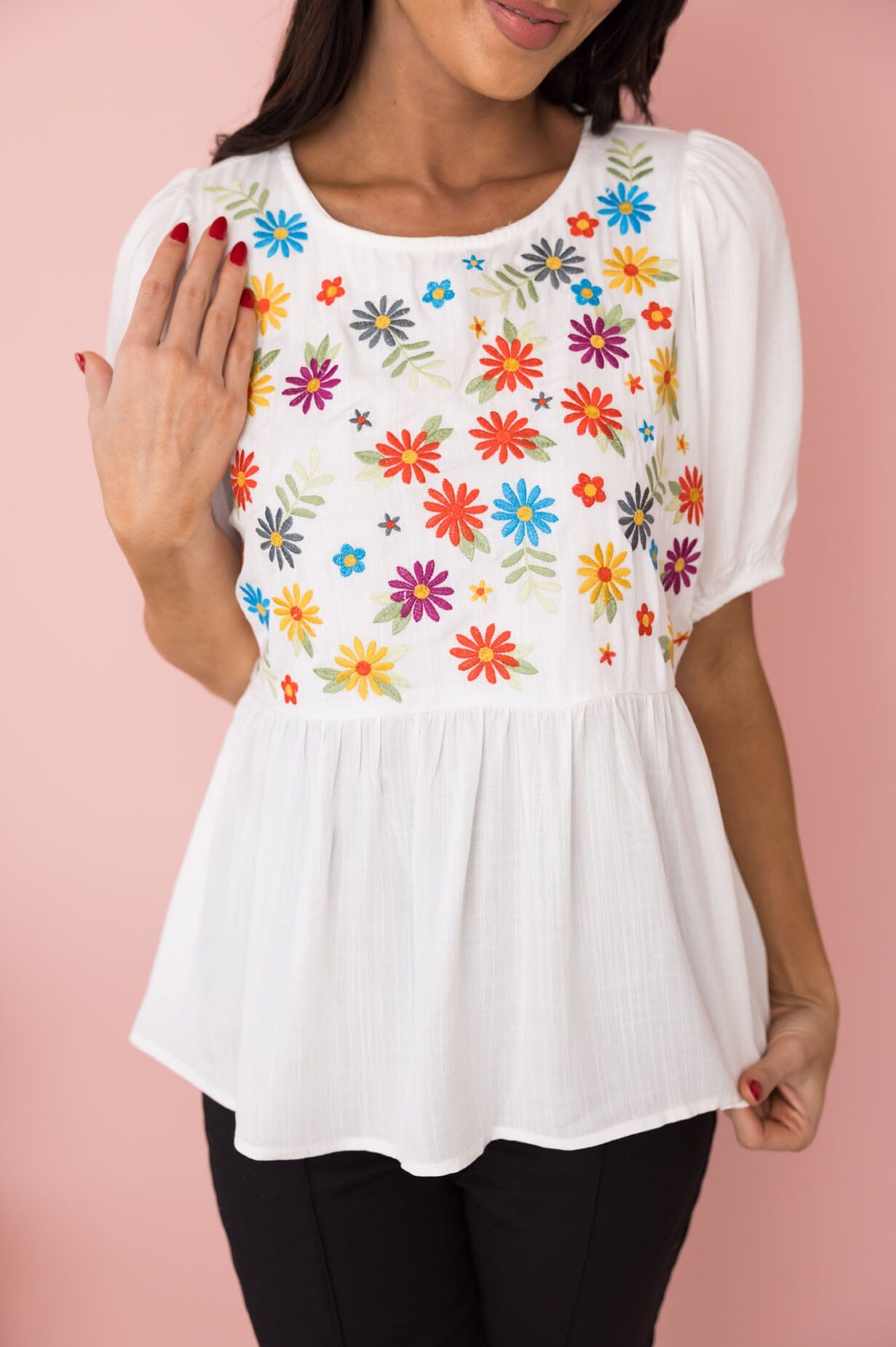 Field Of Daisies Floral Blouse Modest Dresses vendor-unknown 