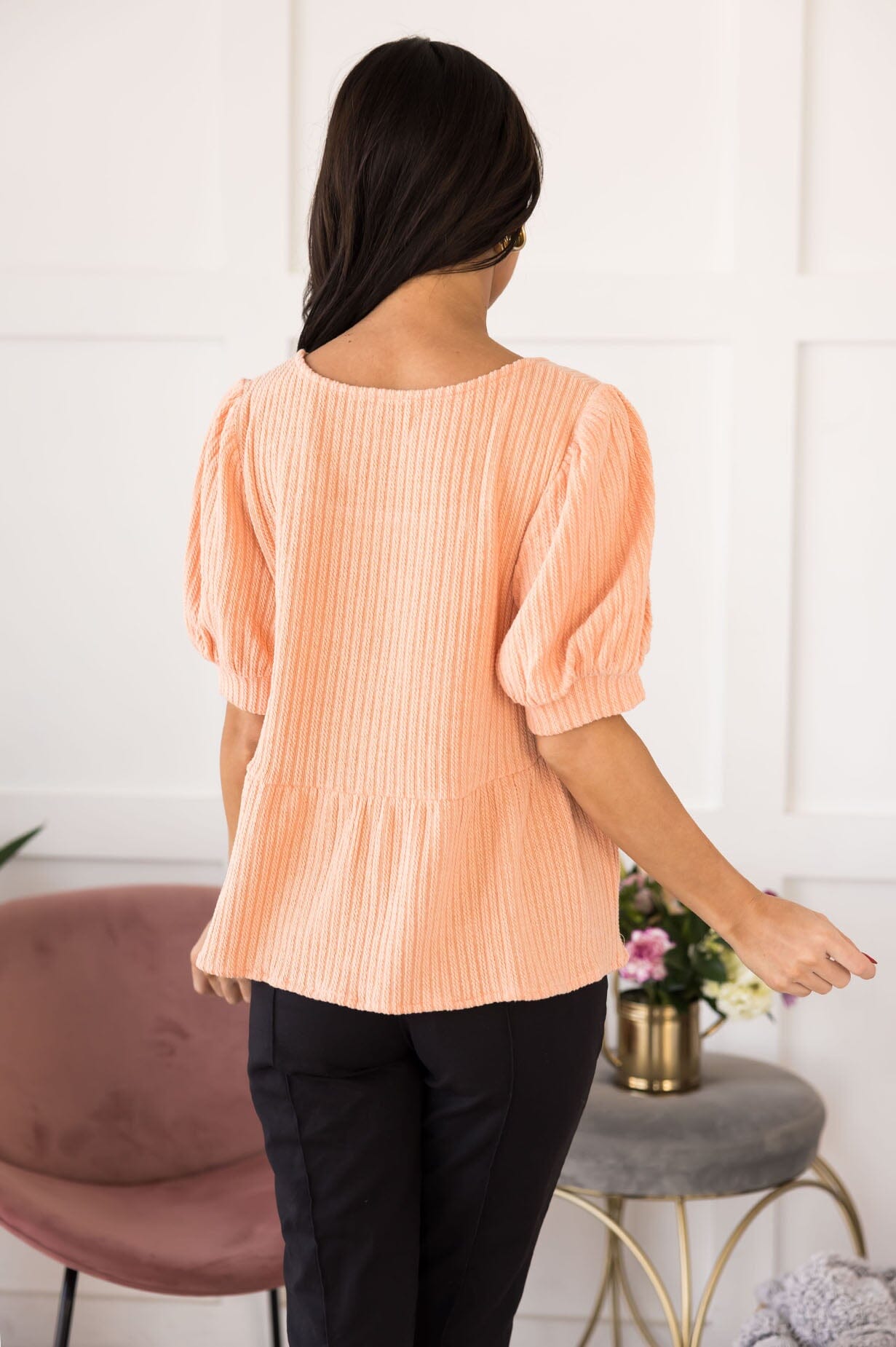 Kindness & Love Ribbed Blouse Tops vendor-unknown 