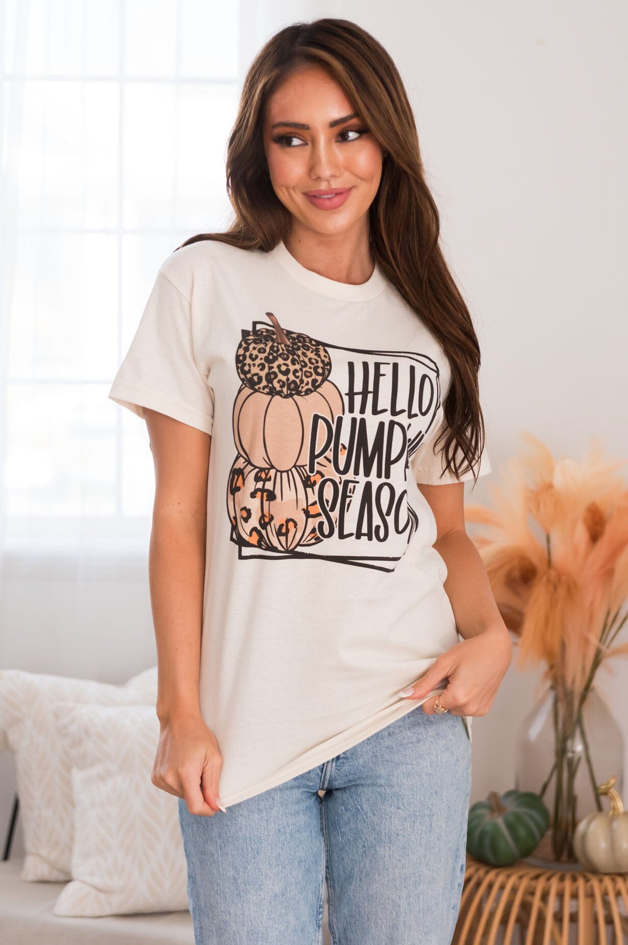 Hello Pumpkin Season Modest Graphic Tee