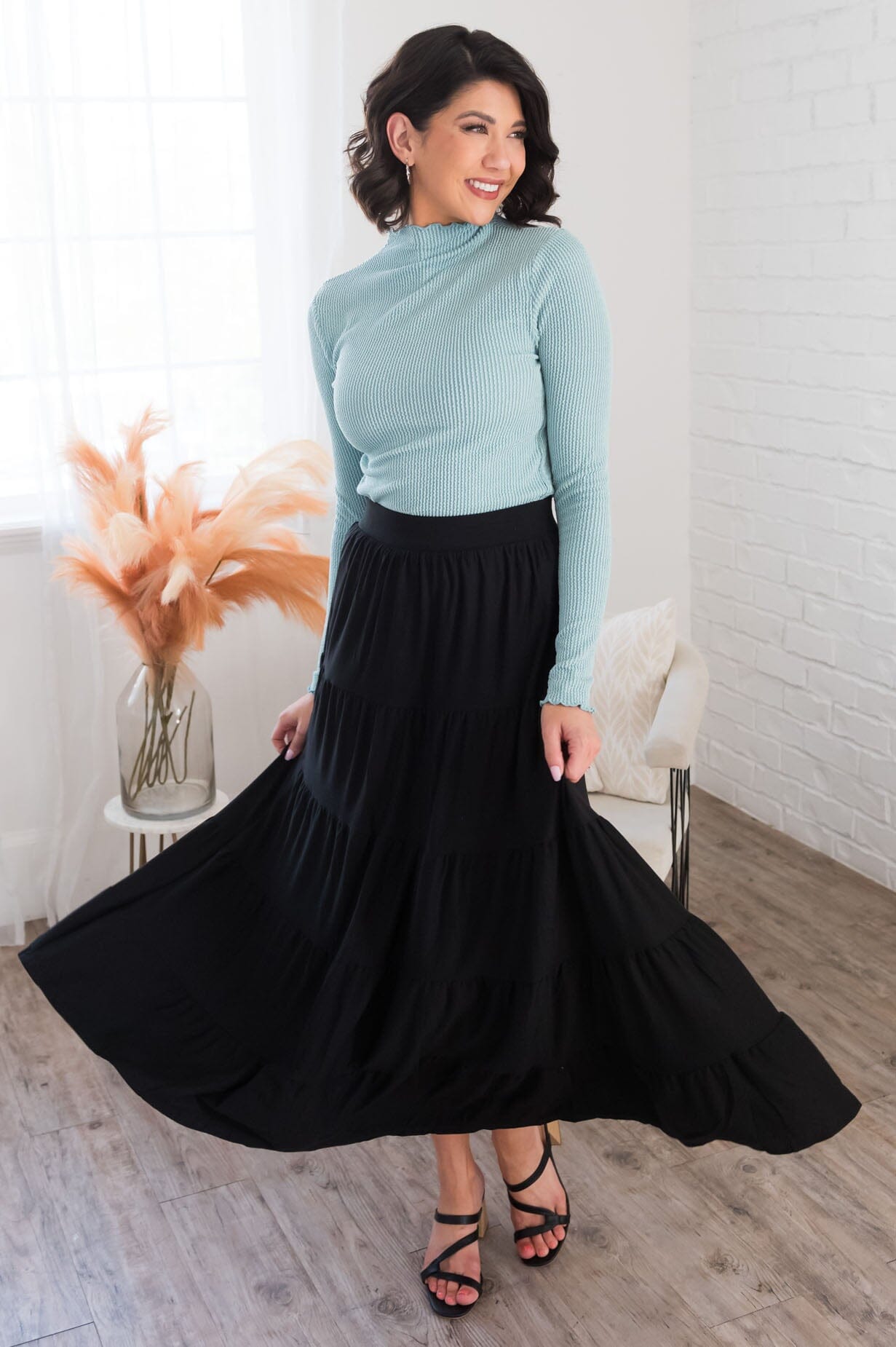 Giving Heart Modest Tiered Skirt Skirts vendor-unknown 