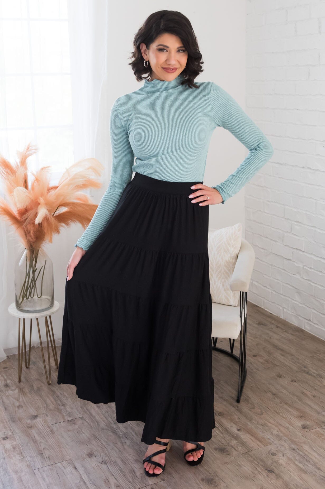 Giving Heart Modest Tiered Skirt Skirts vendor-unknown 