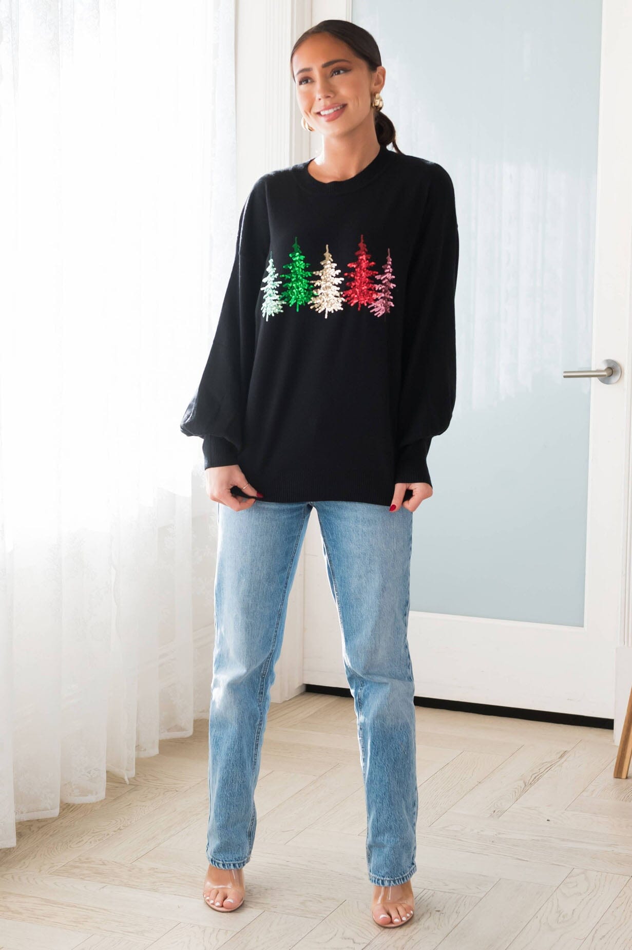 Lights In The Trees Sequin Sweater Modest Dresses vendor-unknown 