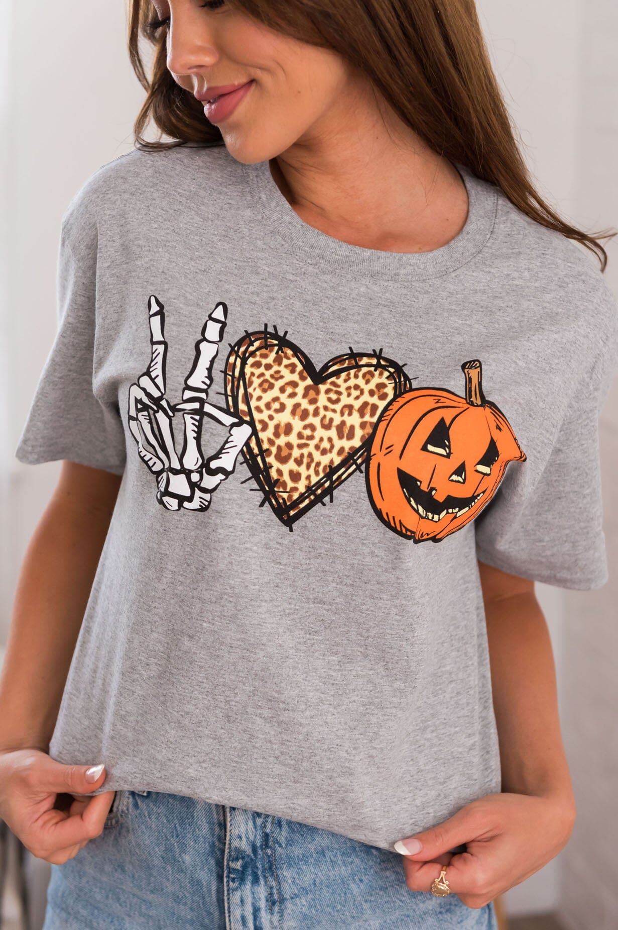 Peace Love Pumpkin Modest Graphic Tee Modest Dresses vendor-unknown 