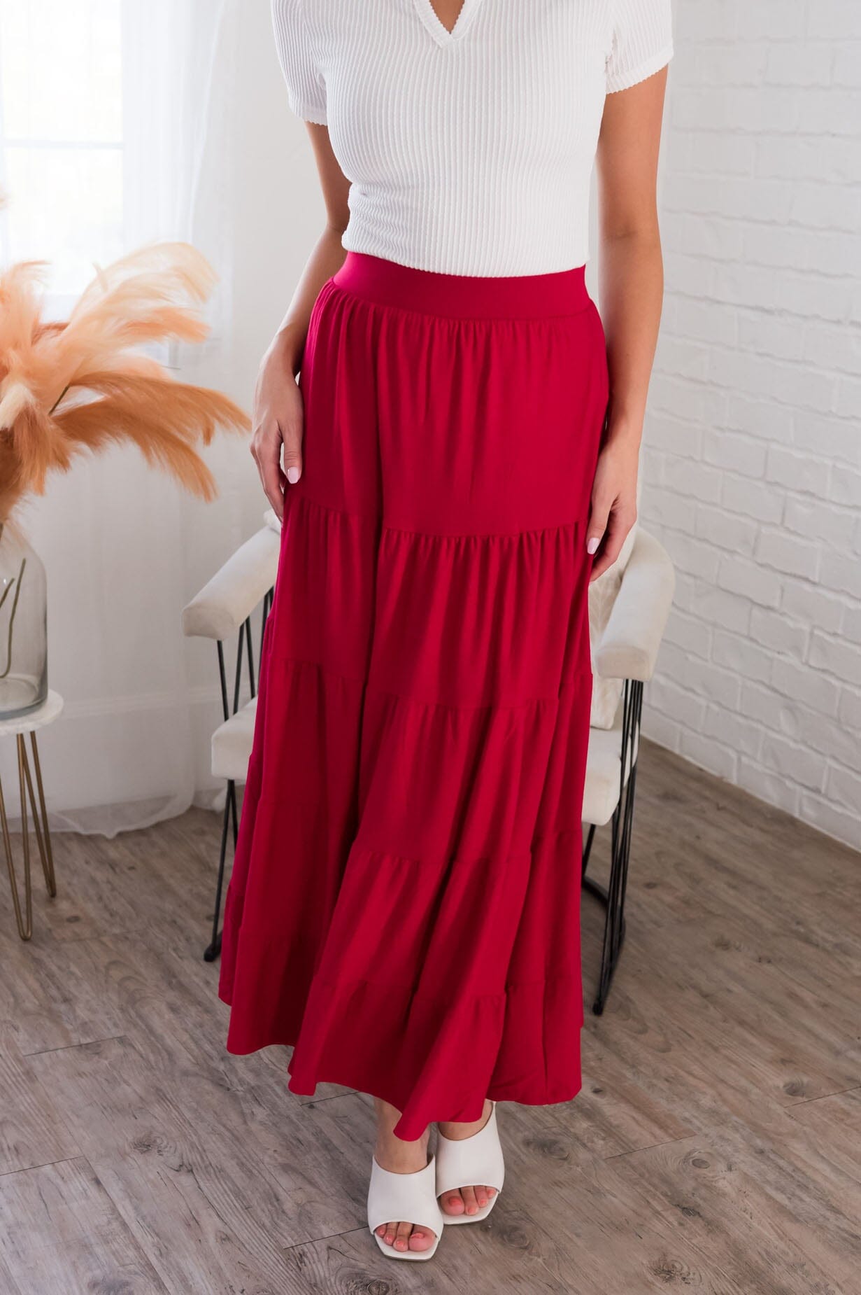 Giving Heart Modest Tiered Skirt Skirts vendor-unknown 