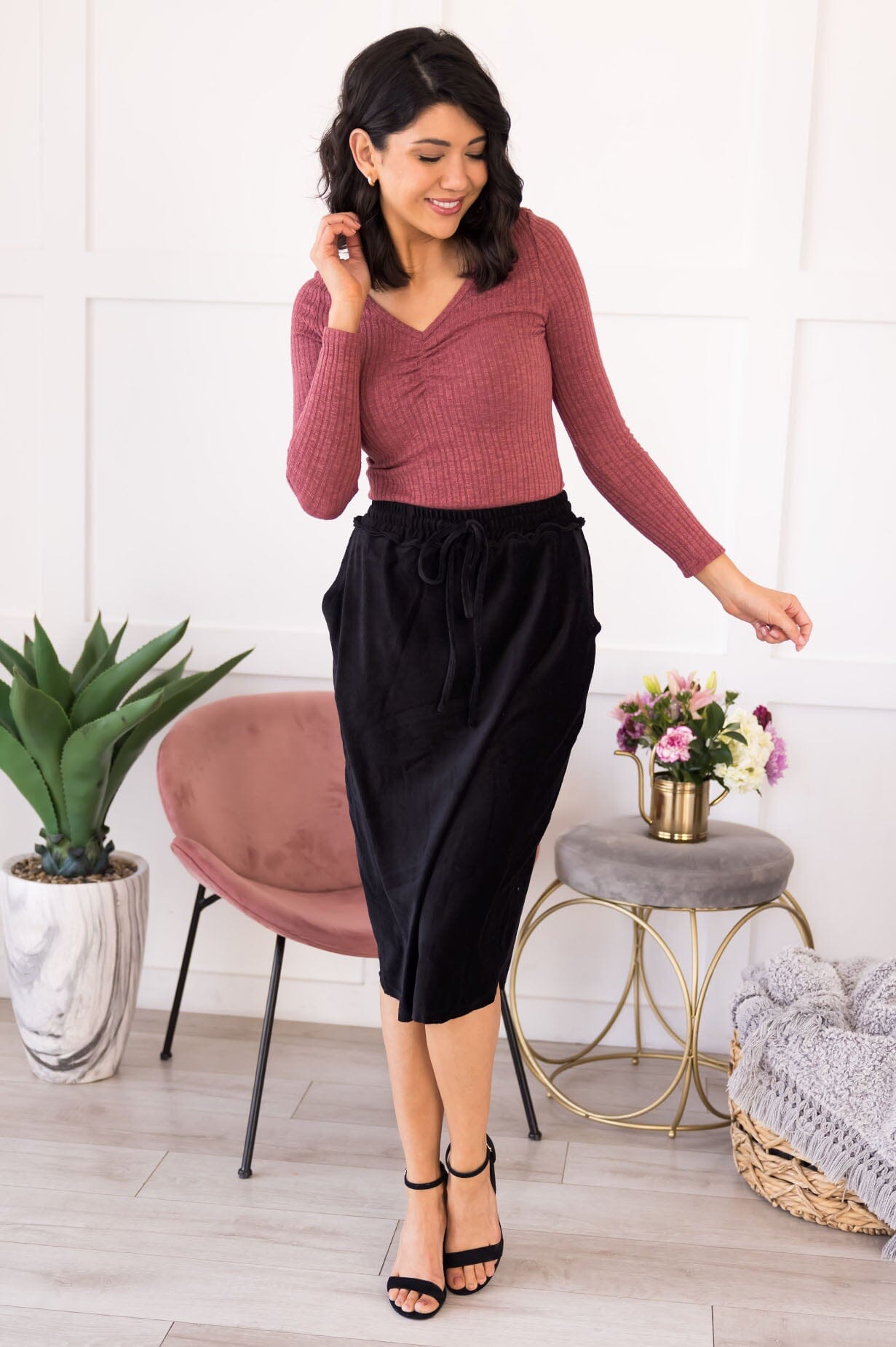 New Day Tie Waist Skirt Modest Dresses vendor-unknown 