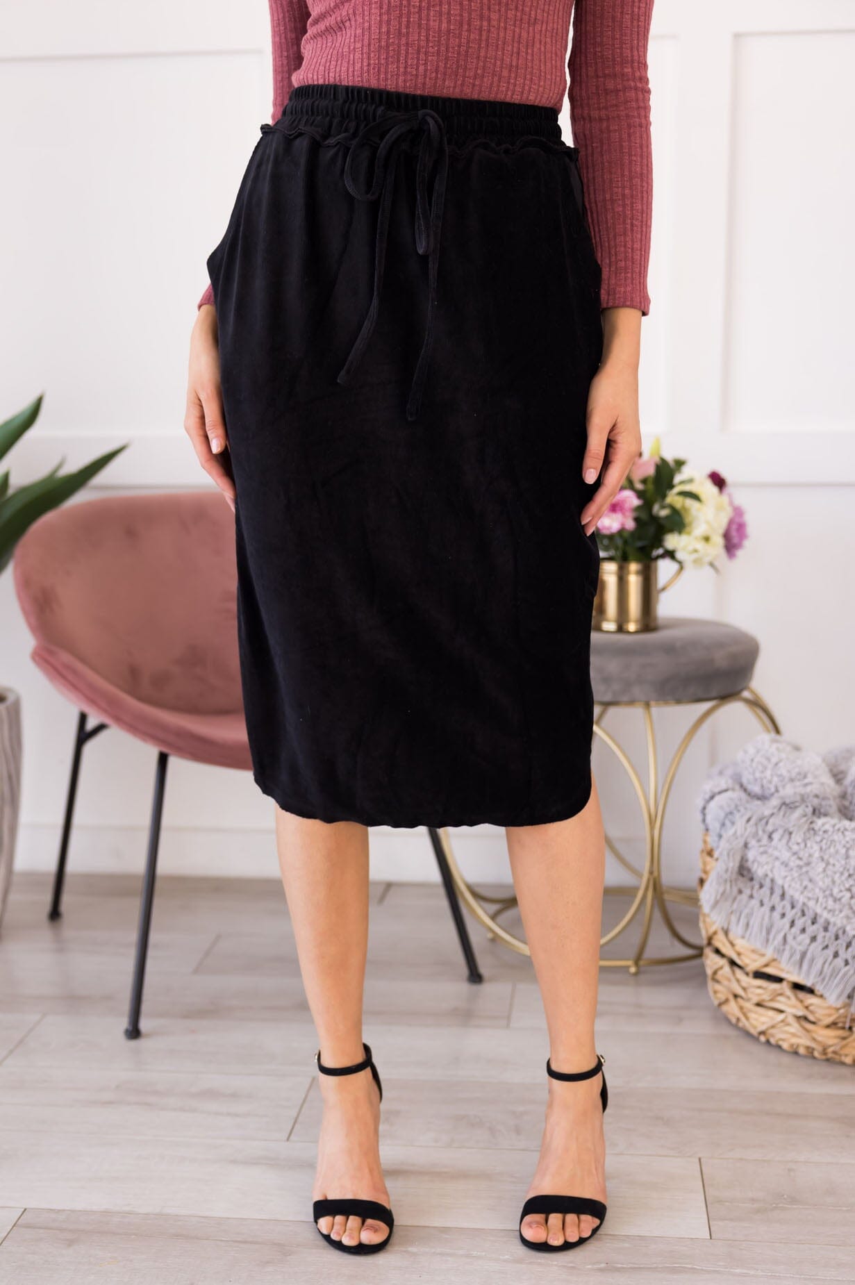 New Day Tie Waist Skirt Modest Dresses vendor-unknown 