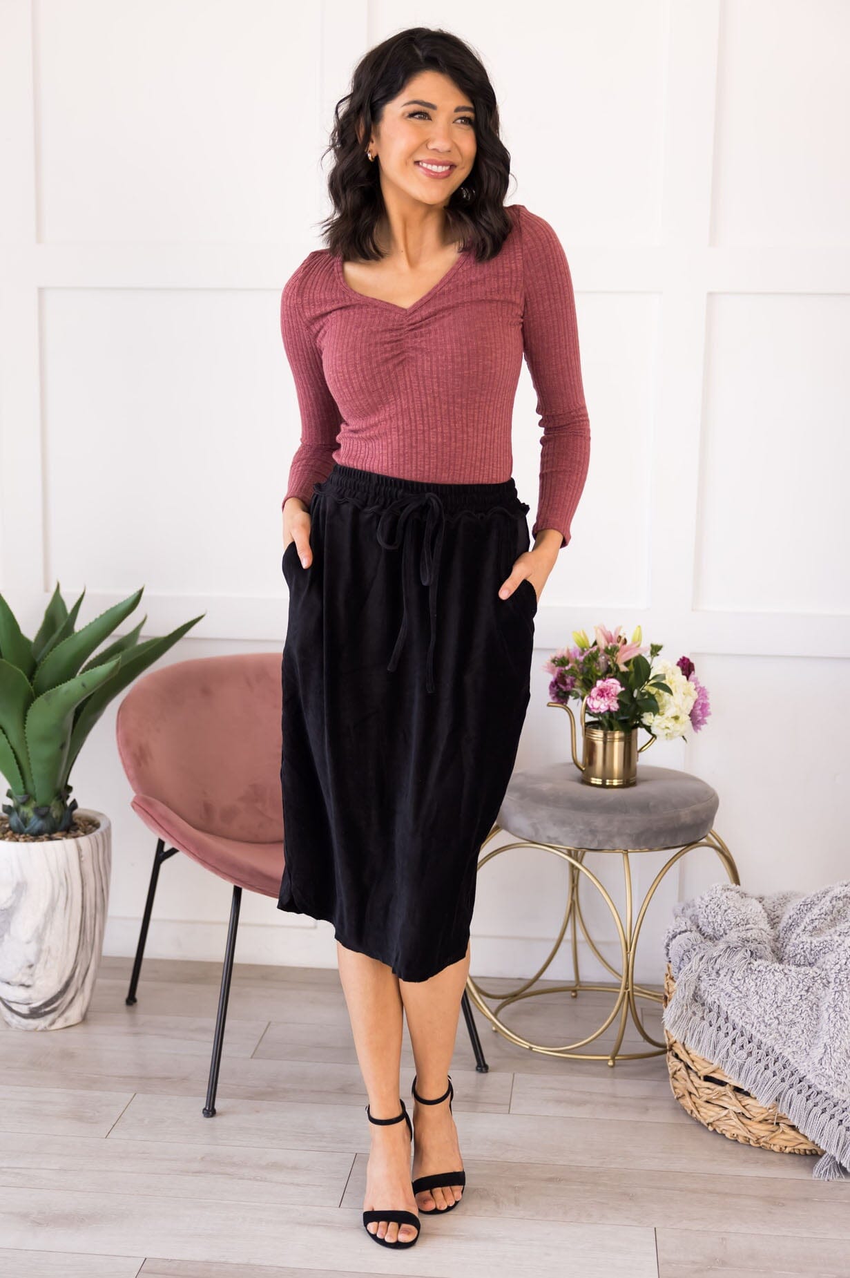 New Day Tie Waist Skirt Modest Dresses vendor-unknown 