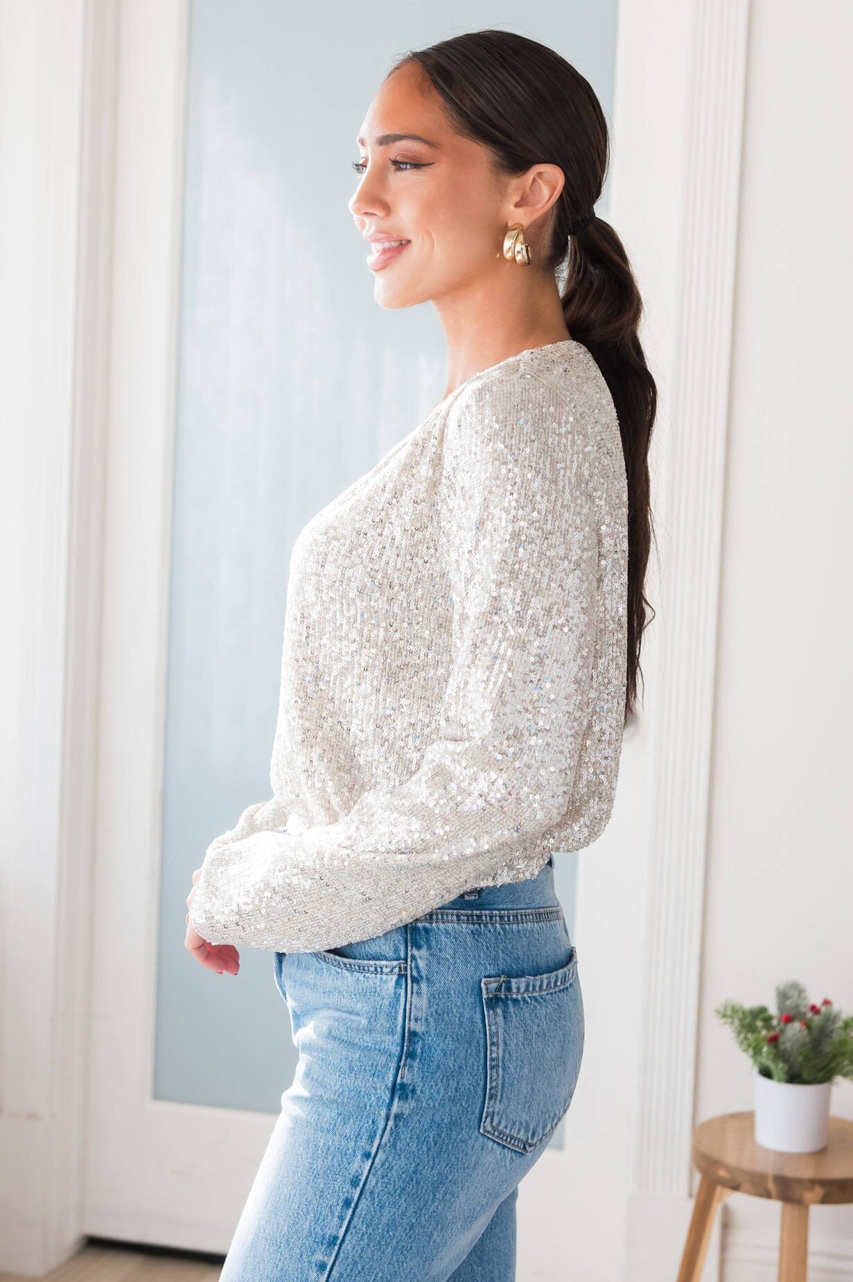 Blinging The Fun Modest Sequin Blouse Modest Dresses vendor-unknown 