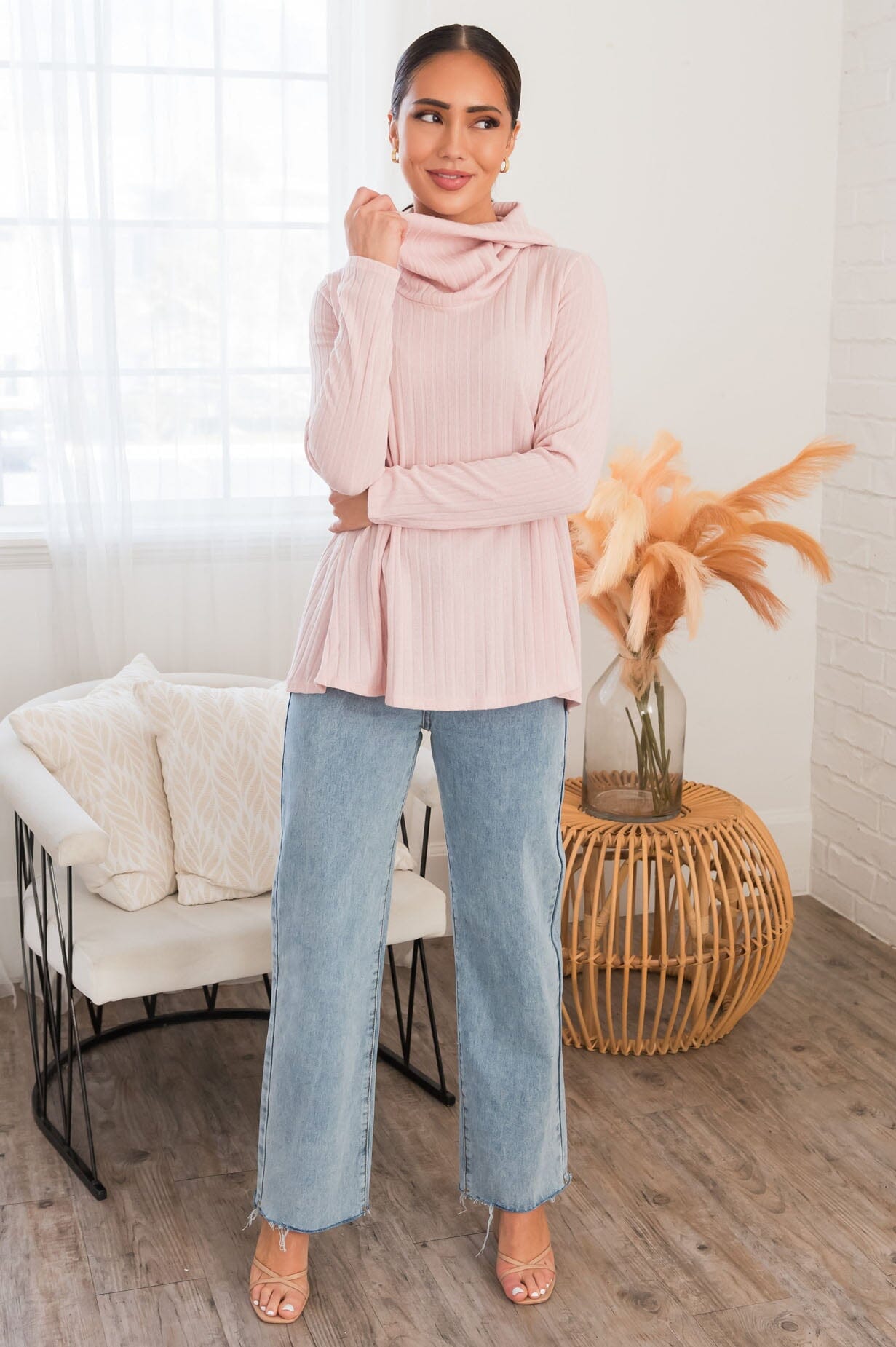 Looking For Fun Modest Ribbed Sweater Modest Dresses vendor-unknown 