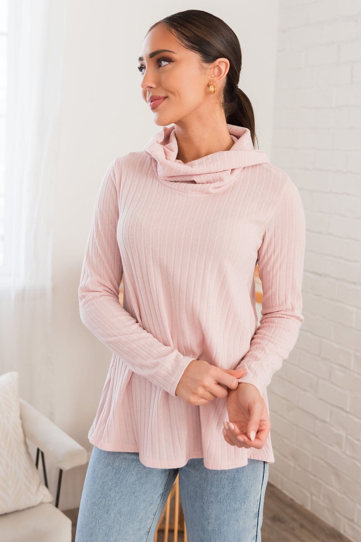 Looking For Fun Modest Ribbed Sweater Modest Dresses vendor-unknown 
