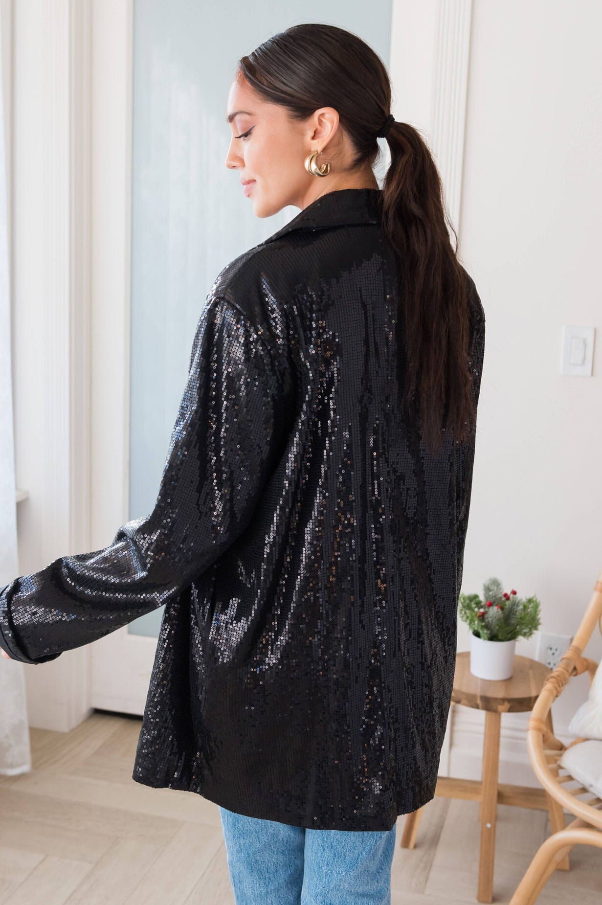 Happy Is Sparkle Sequin Blazer Modest Dresses vendor-unknown 