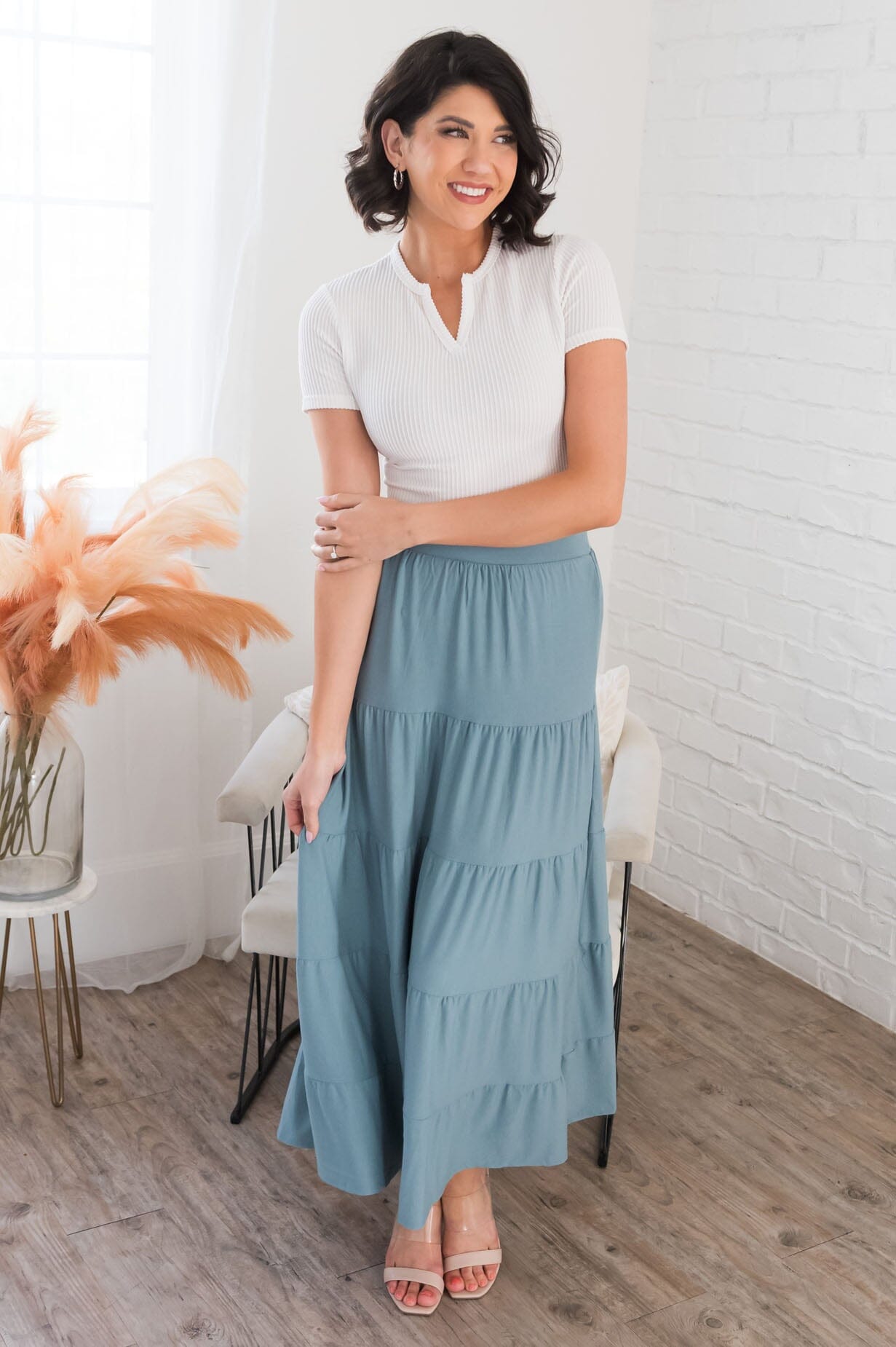 Giving Heart Modest Tiered Skirt Skirts vendor-unknown 