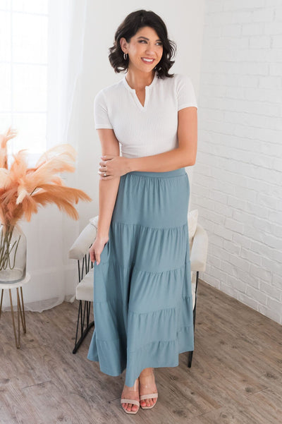 Giving Heart Modest Tiered Skirt Skirts vendor-unknown