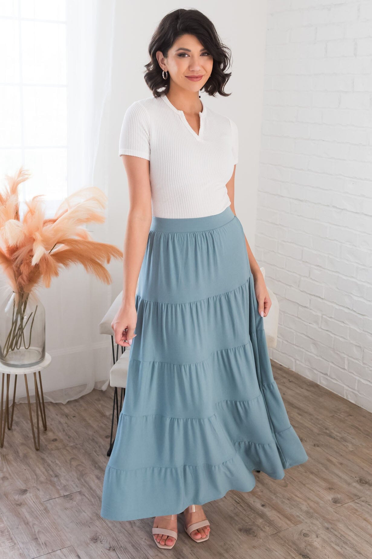 Giving Heart Modest Tiered Skirt Skirts vendor-unknown 