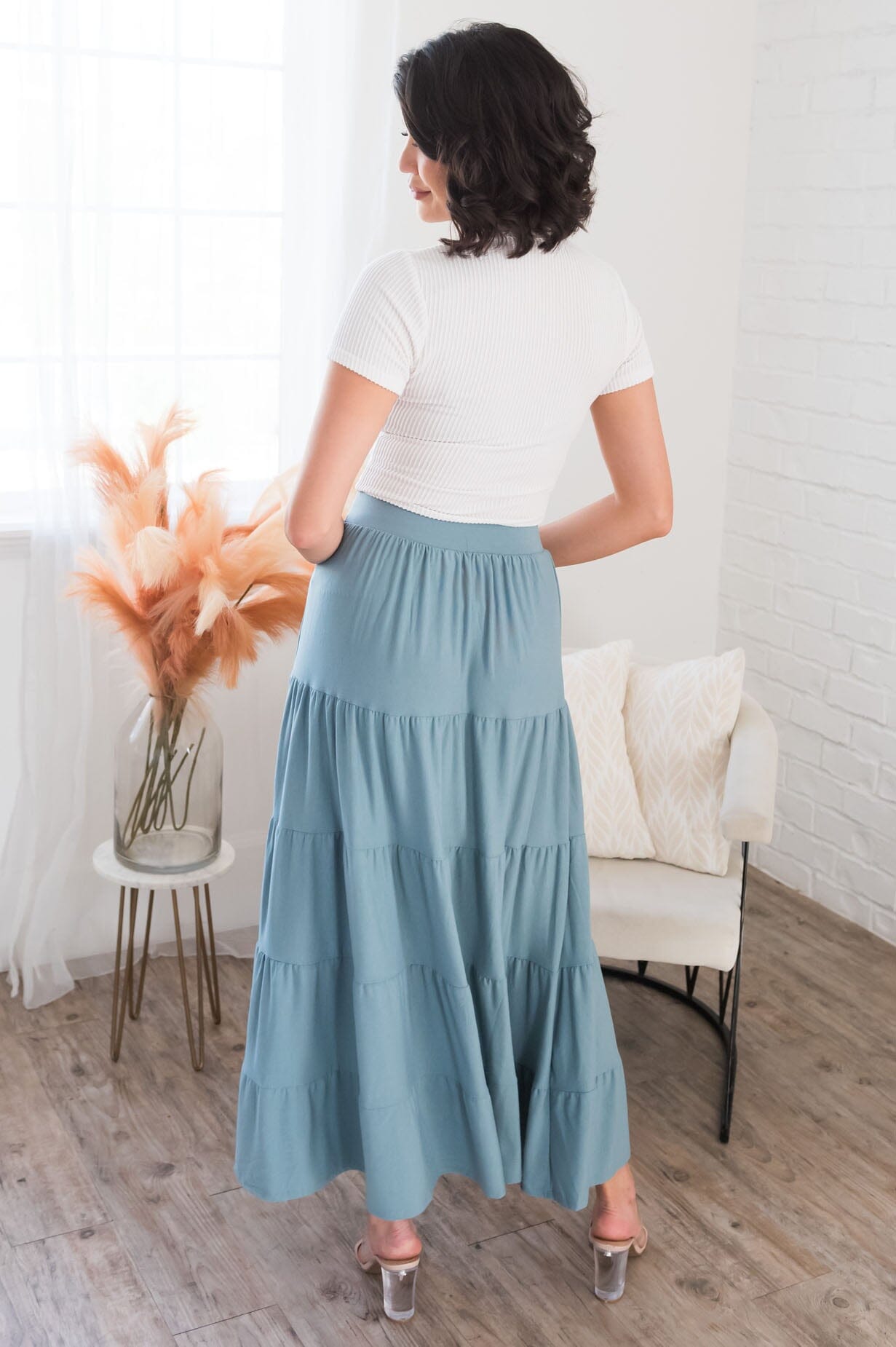 Giving Heart Modest Tiered Skirt Skirts vendor-unknown 