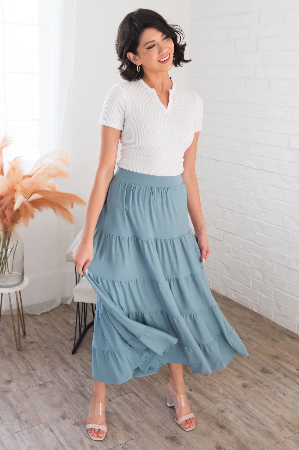 Giving Heart Modest Tiered Skirt Skirts vendor-unknown 