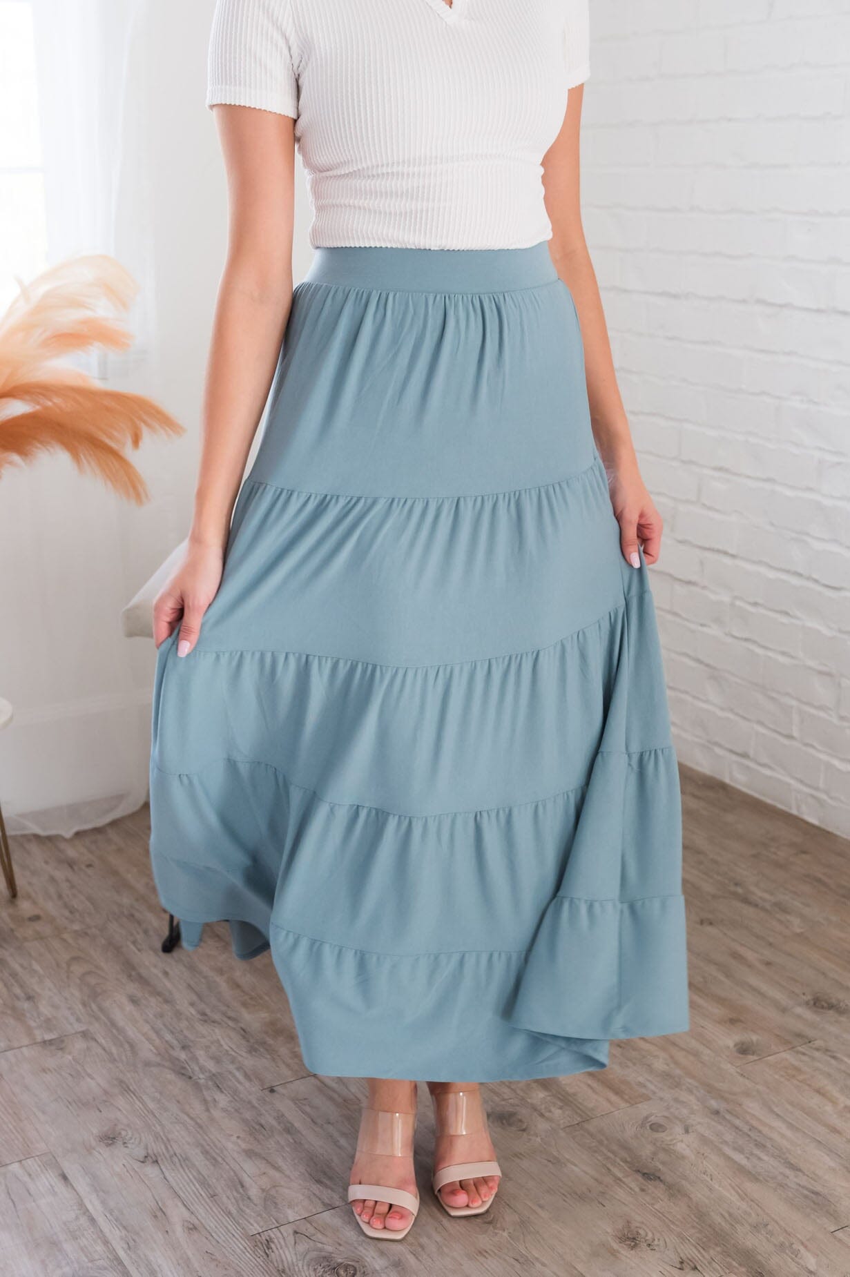 Giving Heart Modest Tiered Skirt Skirts vendor-unknown 