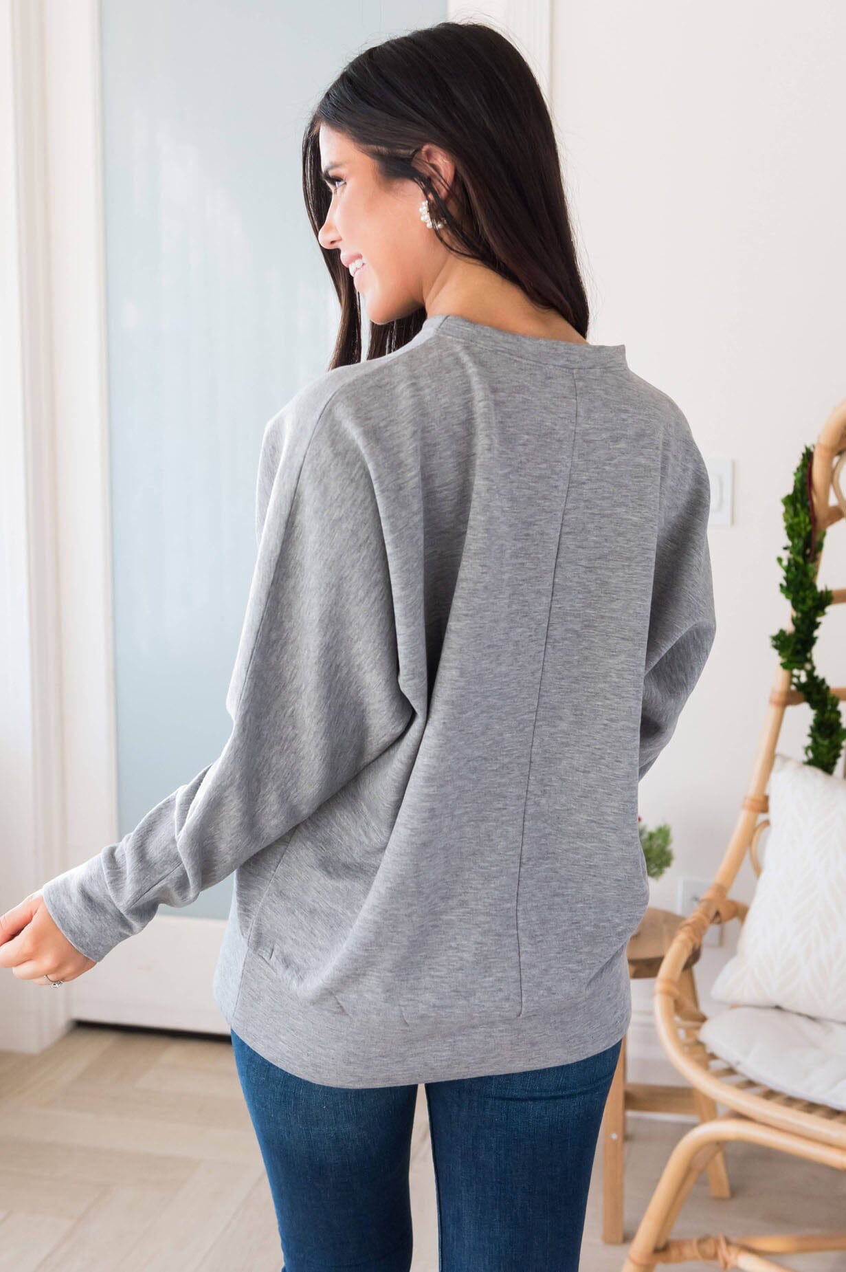 Here For It Modest Sweatshirt Tops vendor-unknown 