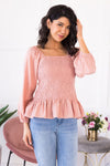 Beautiful Visions Smocked Blouse Tops vendor-unknown 