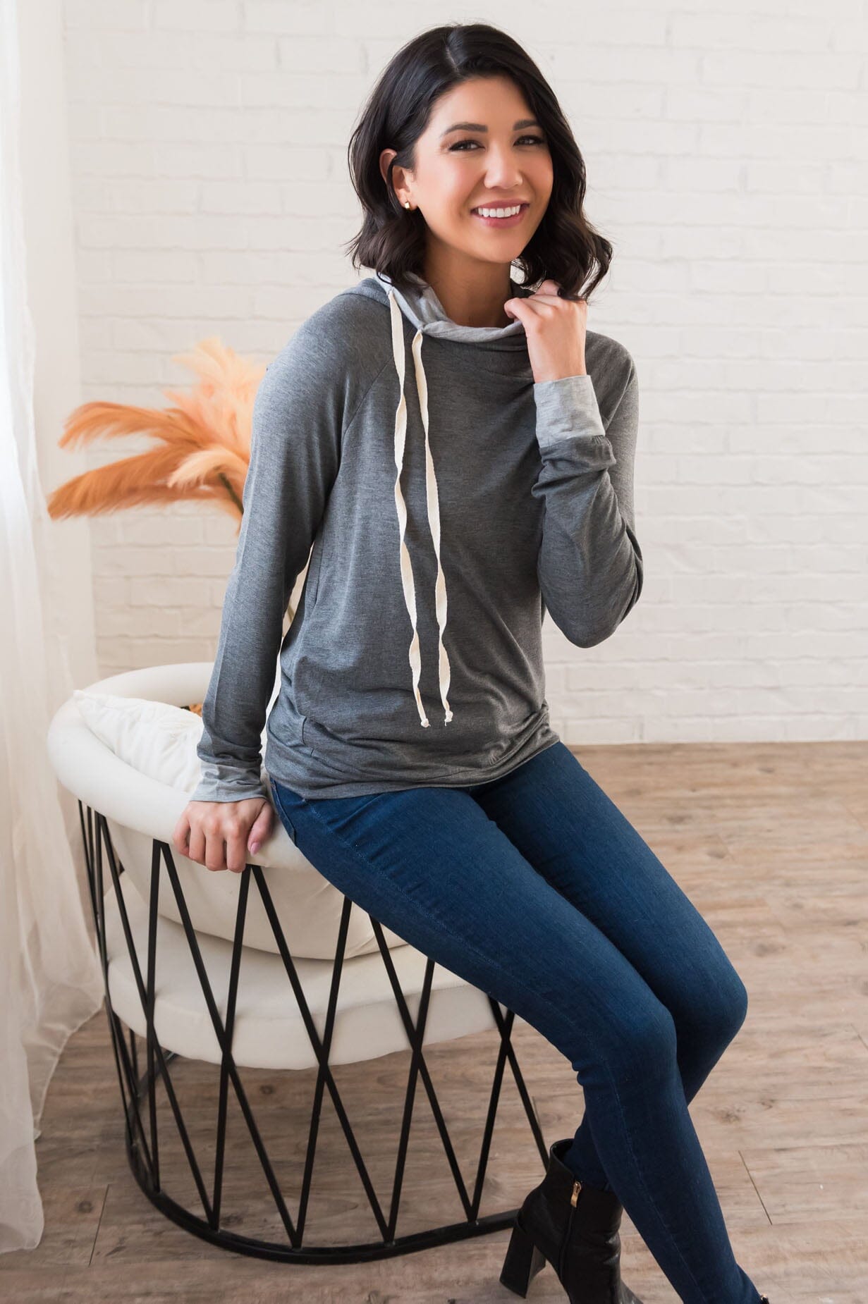 Great Abundance Modest Lightweight Hoodie Tops vendor-unknown 