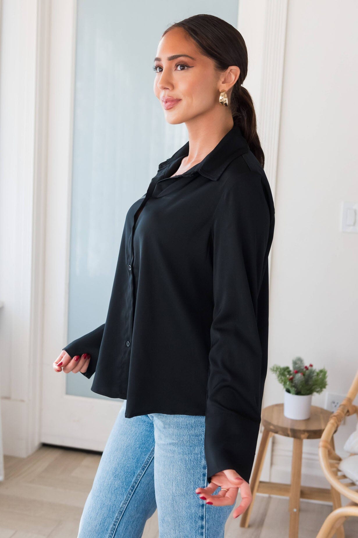 Shake It Off Button Up Blouse Modest Dresses vendor-unknown 