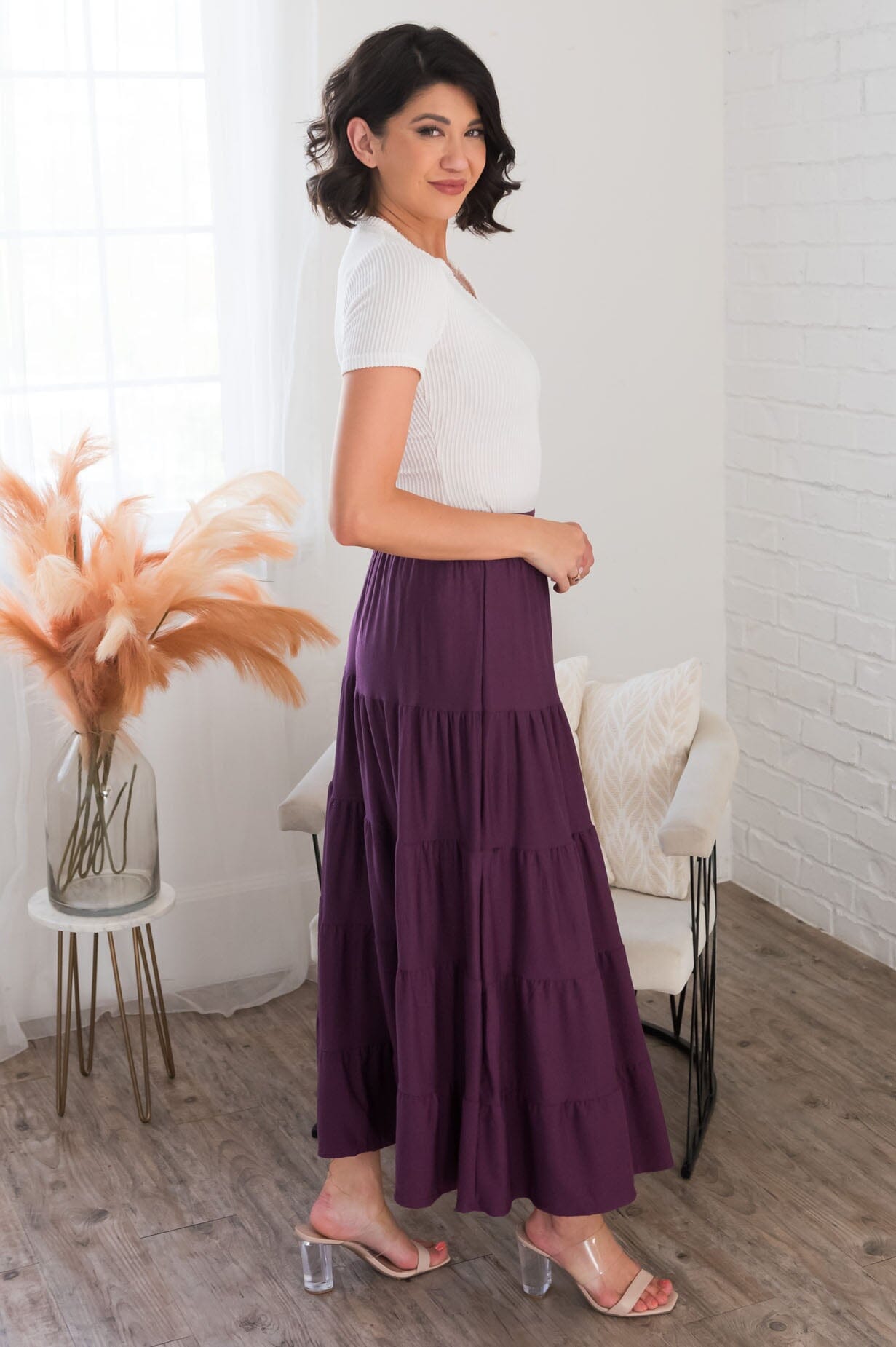 Giving Heart Modest Tiered Skirt Skirts vendor-unknown 