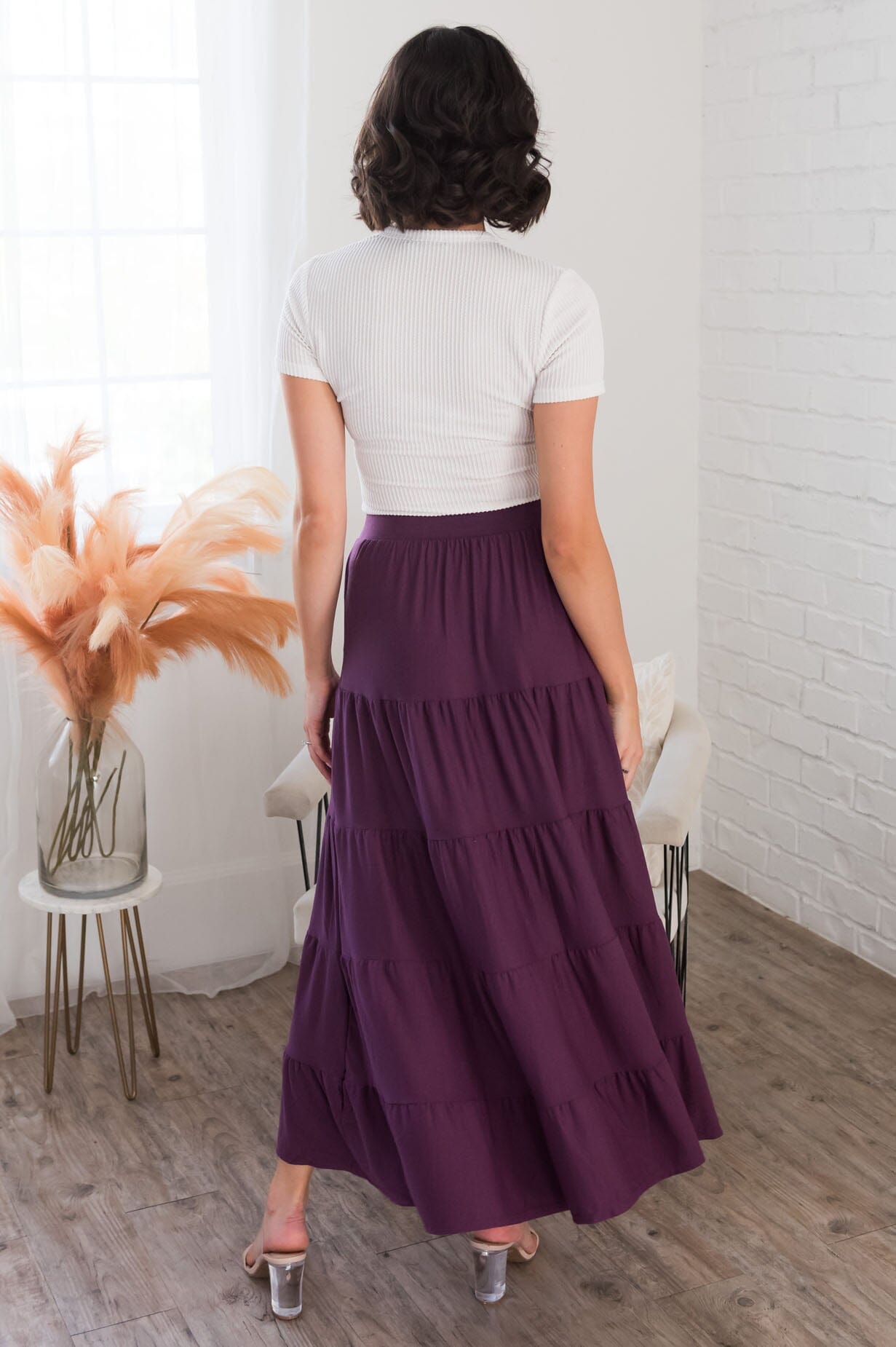 Giving Heart Modest Tiered Skirt Skirts vendor-unknown 